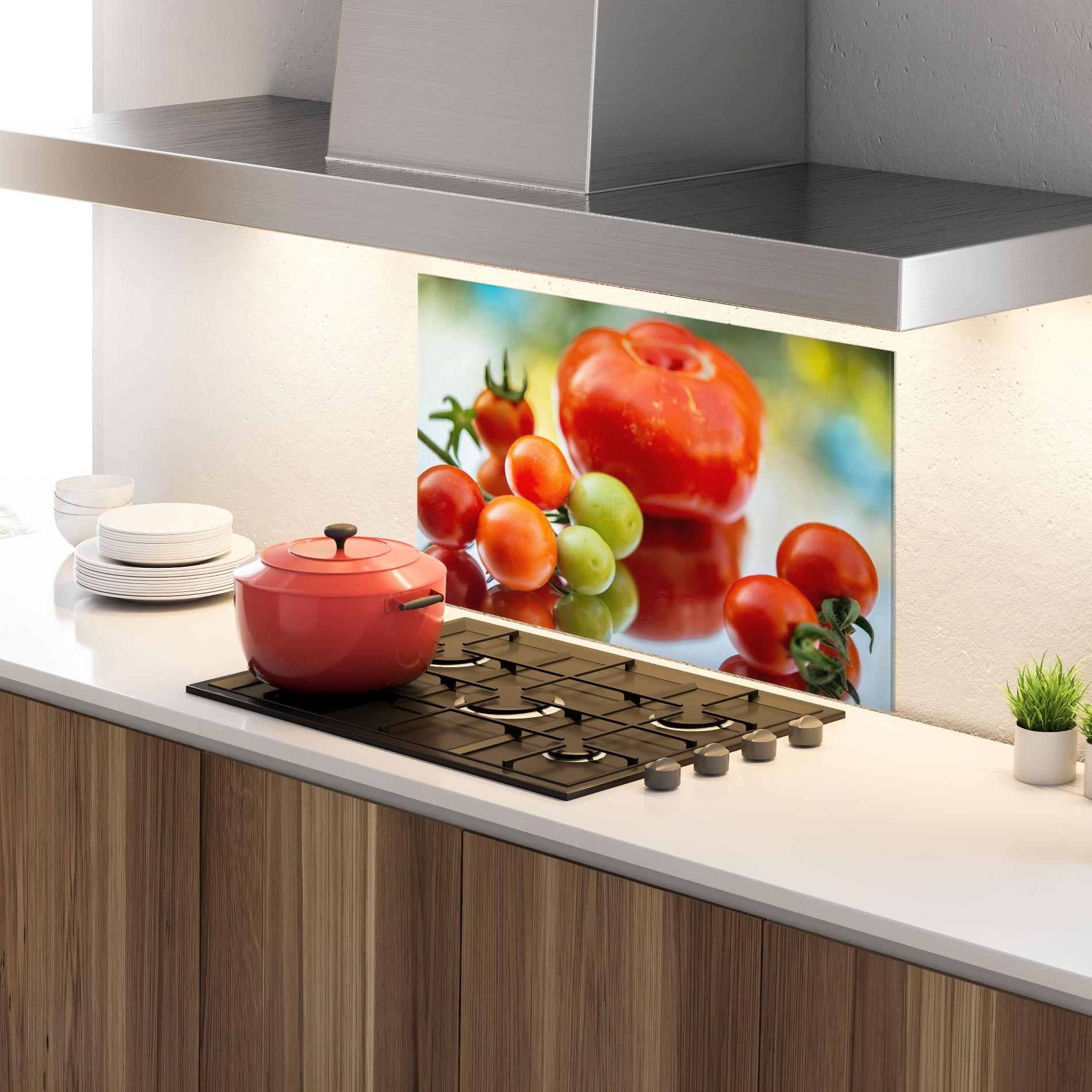 Küchenrückwand Glas Small Tomatoes mockup 4