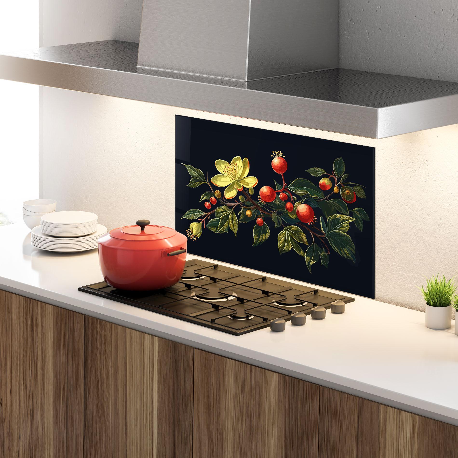 Küchenrückwand Glas Yellow Flower Food mockup 4