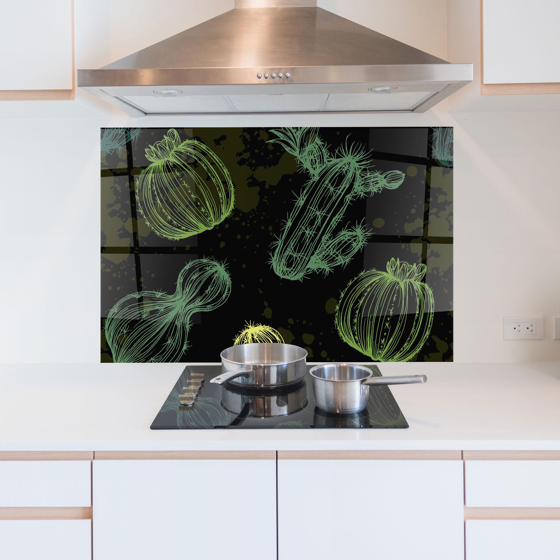 Küchenrückwand Glas Cactus Art mockup 5