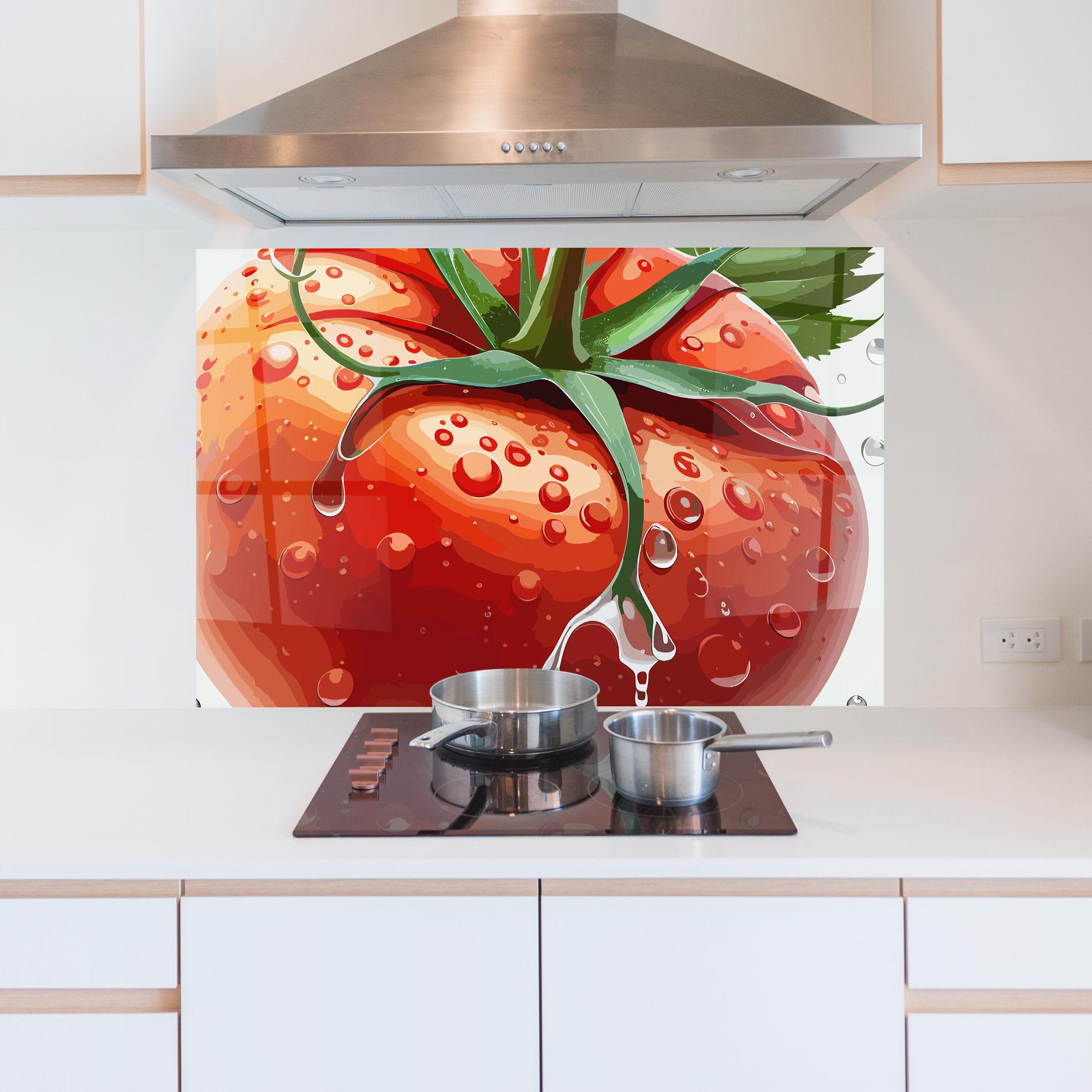 Küchenrückwand Glas Close Tomato mockup 5
