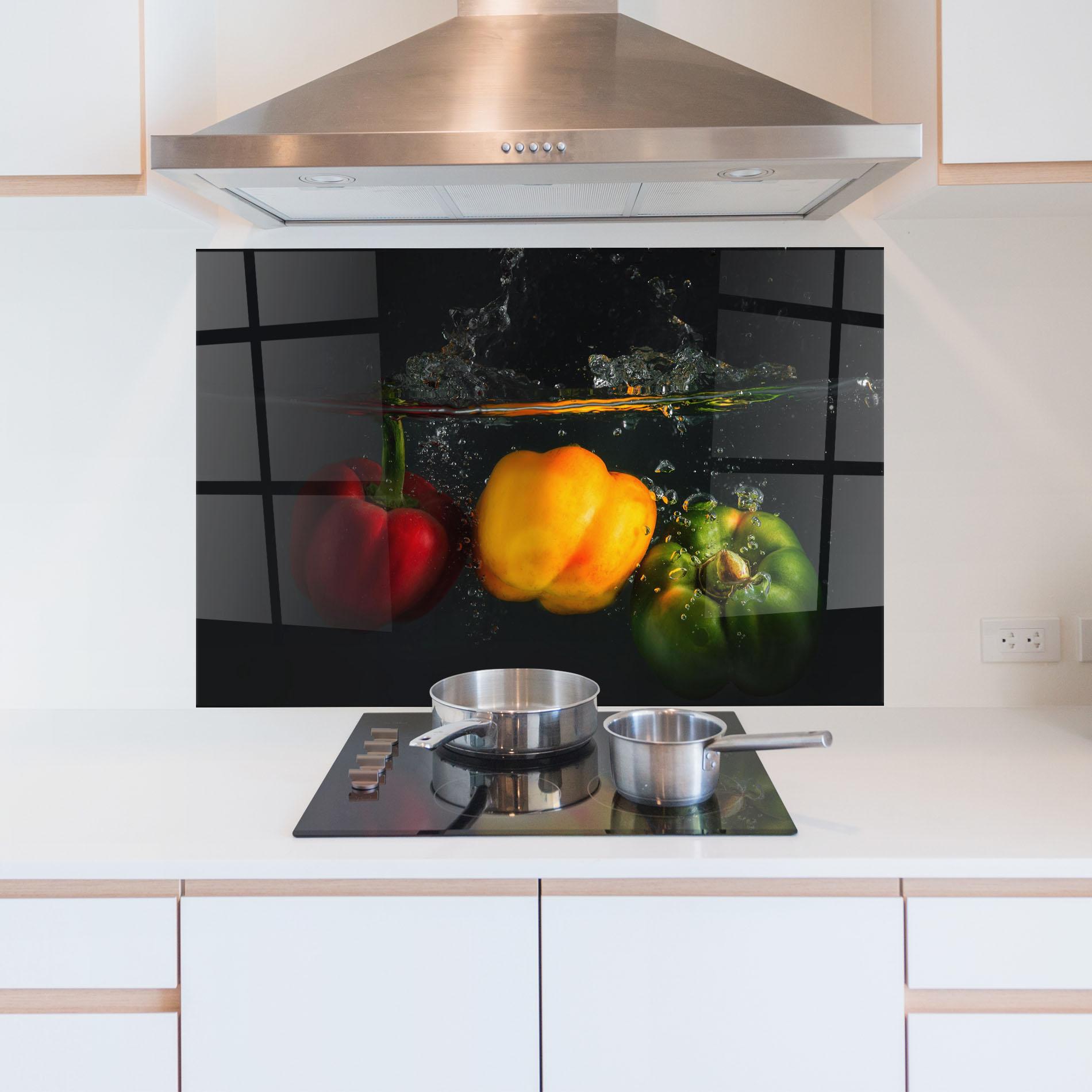 Küchenrückwand Glas Cool Bellpepper Splash mockup 5
