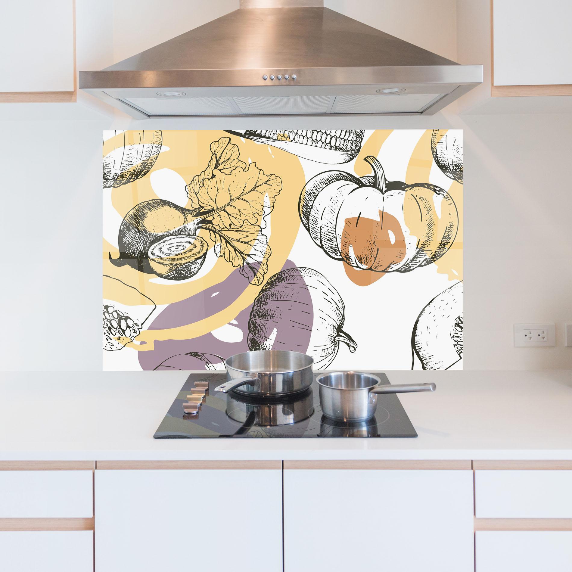 Küchenrückwand Glas Cream Vegetables Art mockup 5