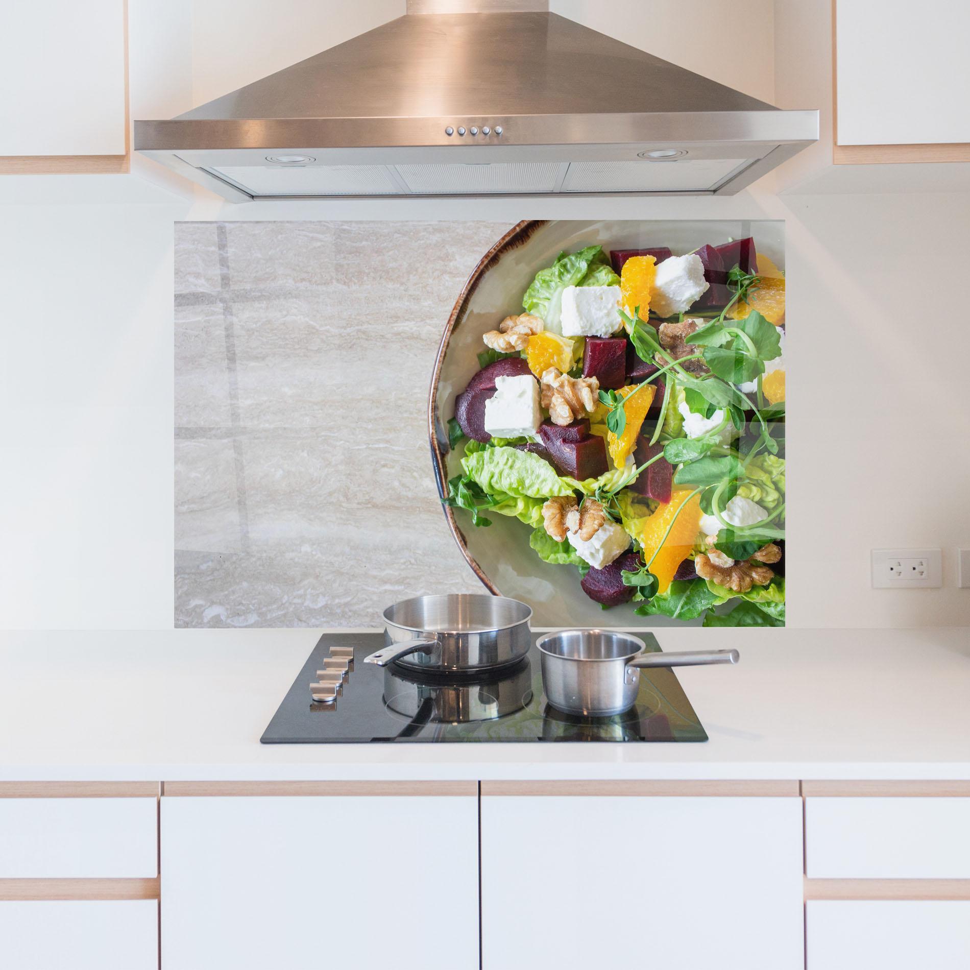 Küchenrückwand Glas Delicious Salad mockup 5
