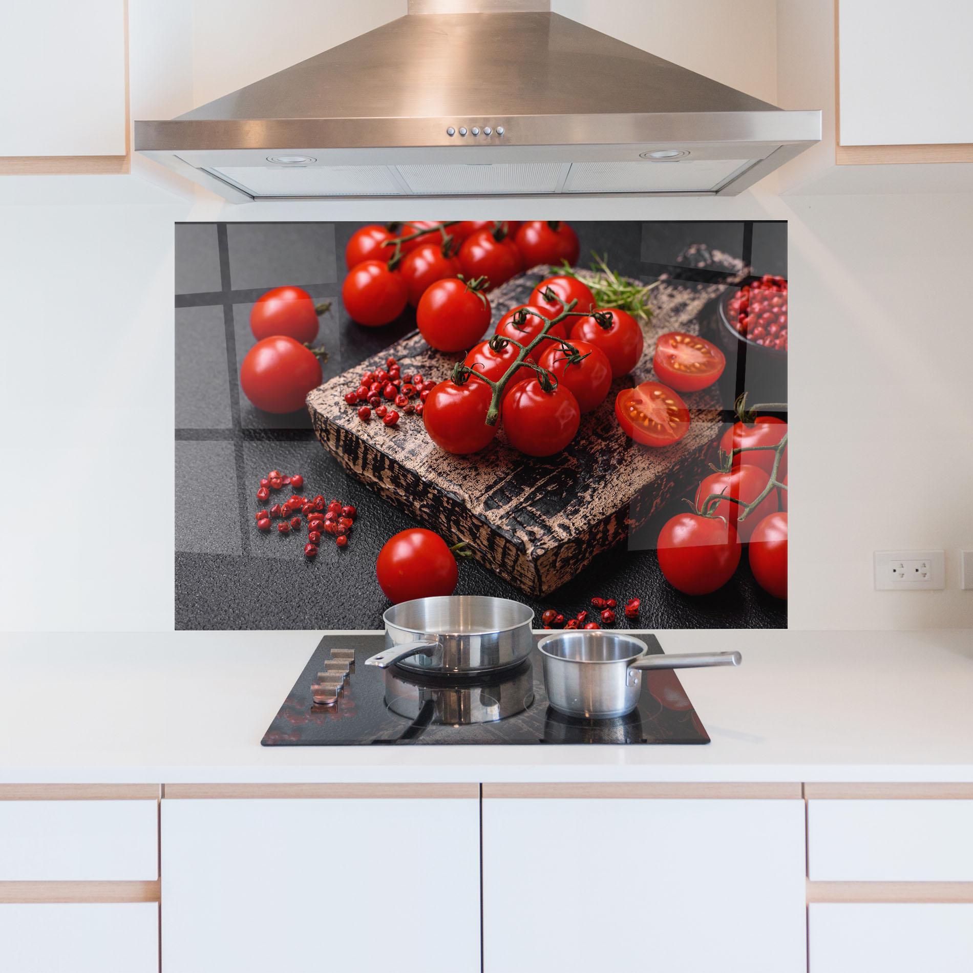 Küchenrückwand Glas Fresh Cherry Tomatoes mockup 5
