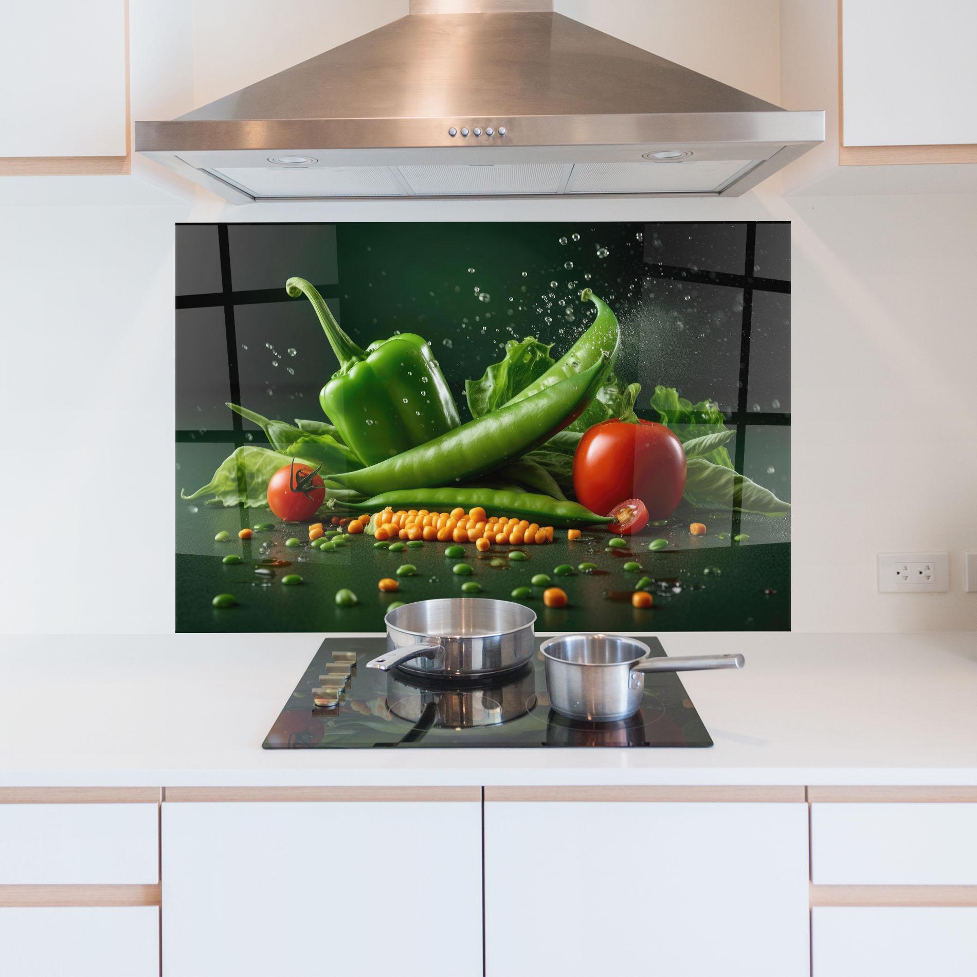 Küchenrückwand Glas Fresh Vegetables mockup 5