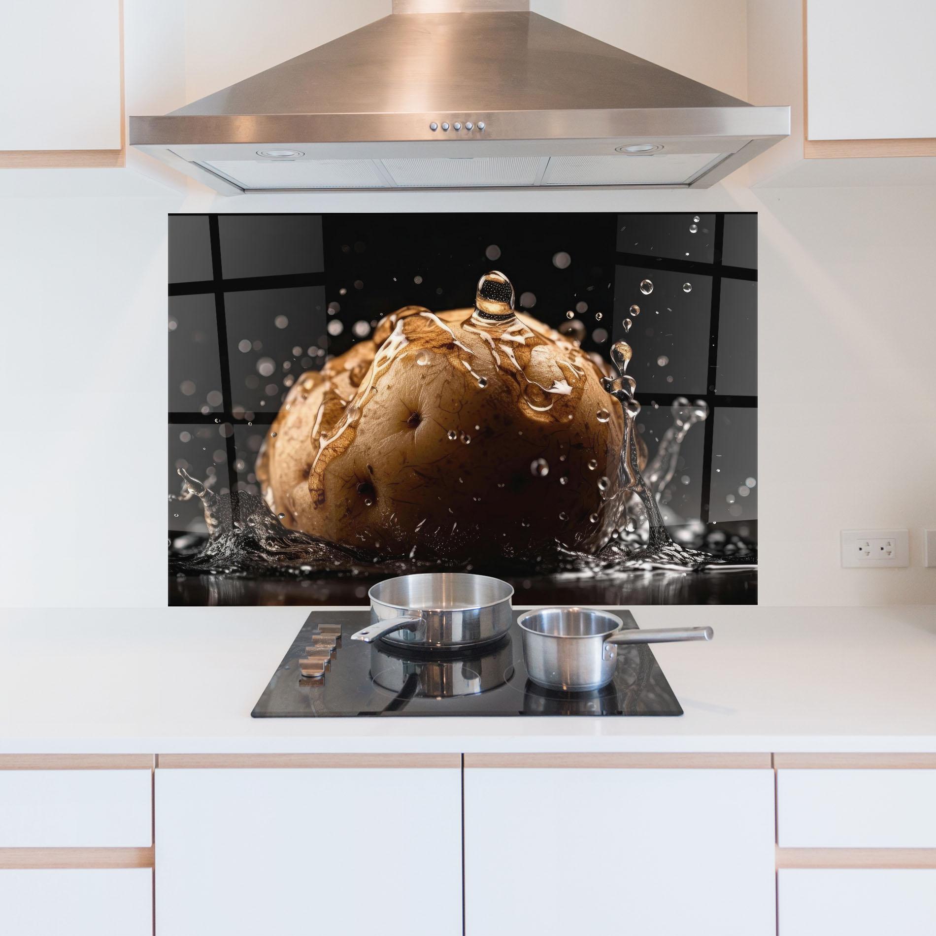 Küchenrückwand Glas Potato Splash mockup 5