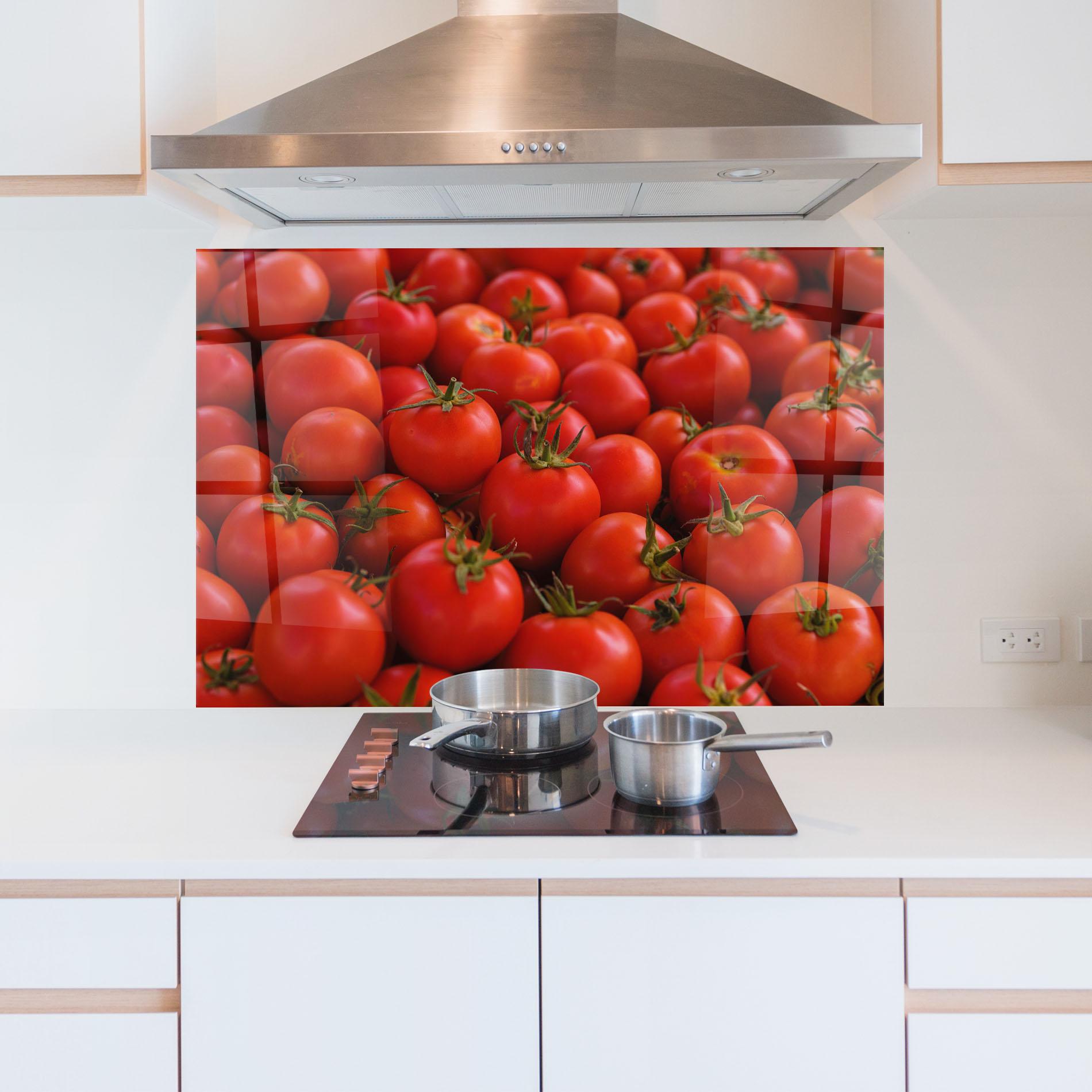 Küchenrückwand Glas Red Tomatoes Mix mockup 5