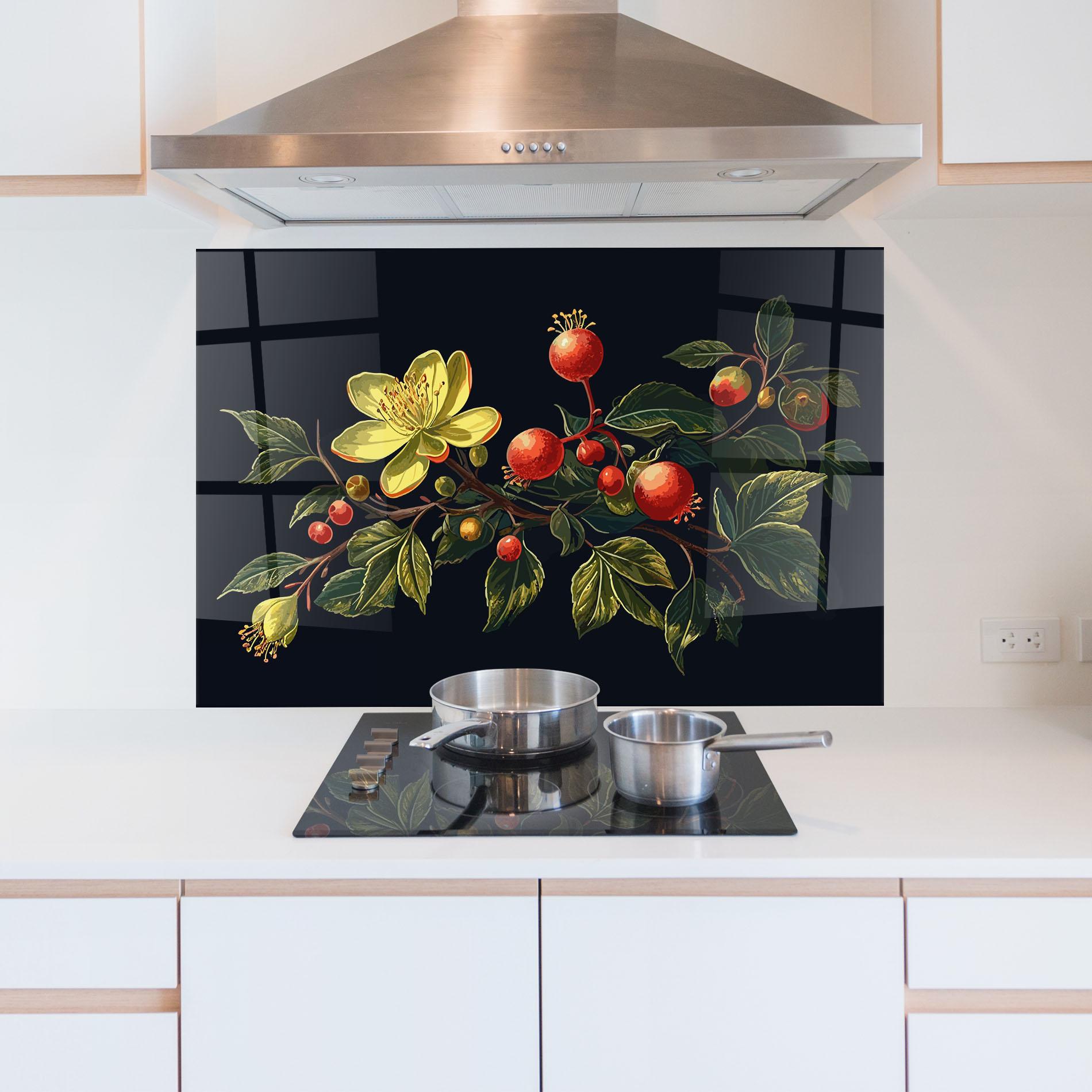 Küchenrückwand Glas Yellow Flower Food mockup 5