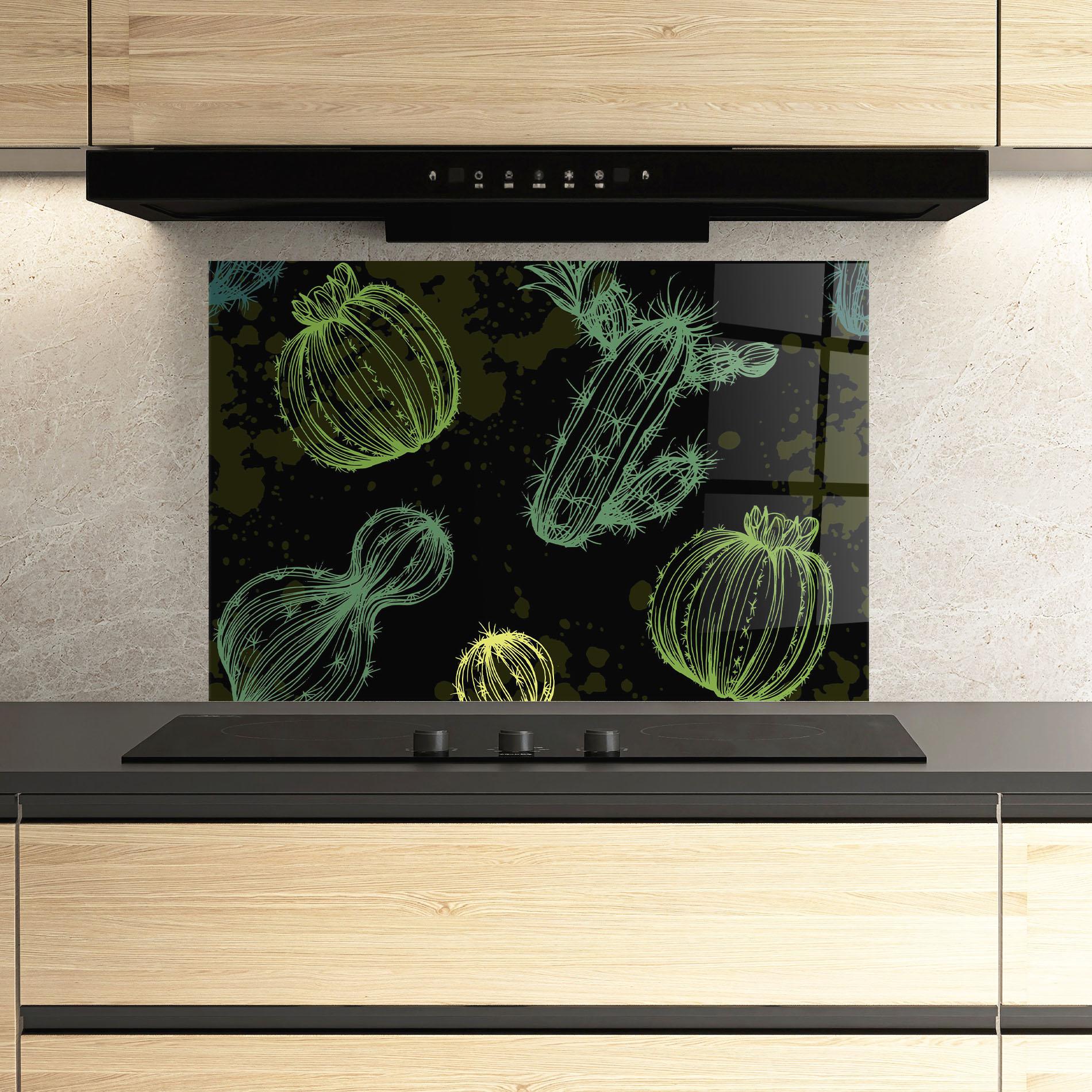 Küchenrückwand Glas Cactus Art mockup 3