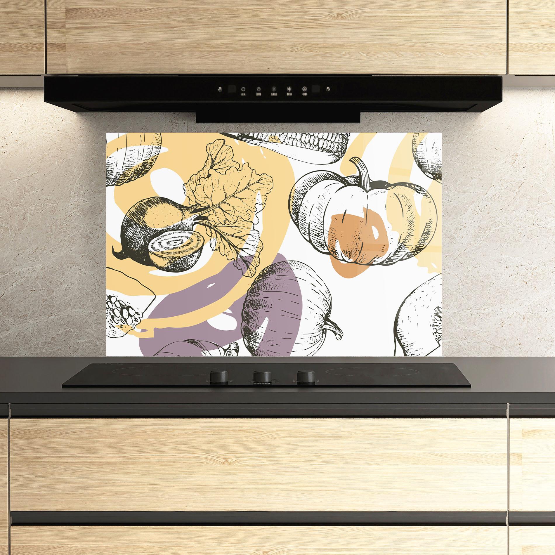 Küchenrückwand Glas Cream Vegetables Art mockup 3