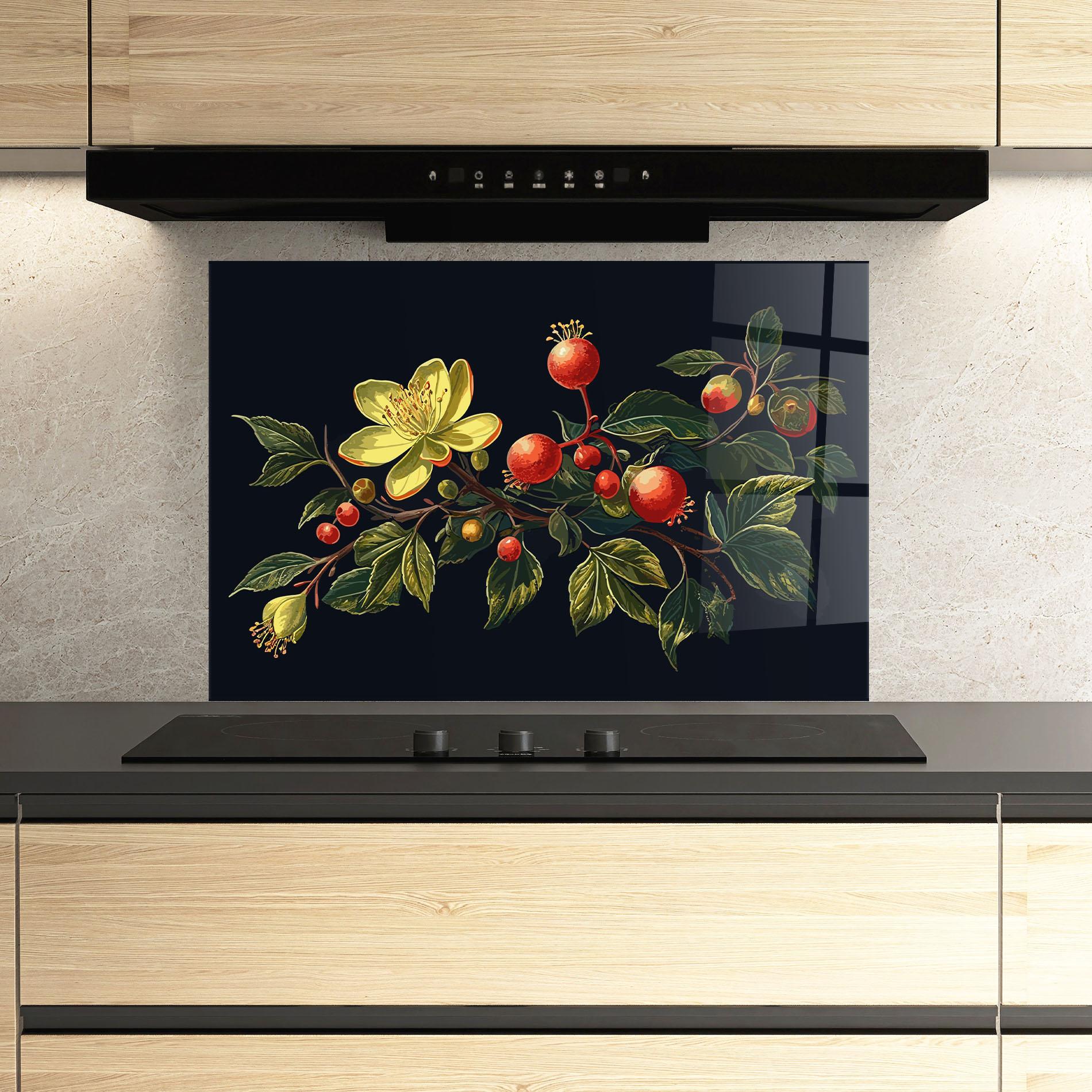 Küchenrückwand Glas Yellow Flower Food mockup 3