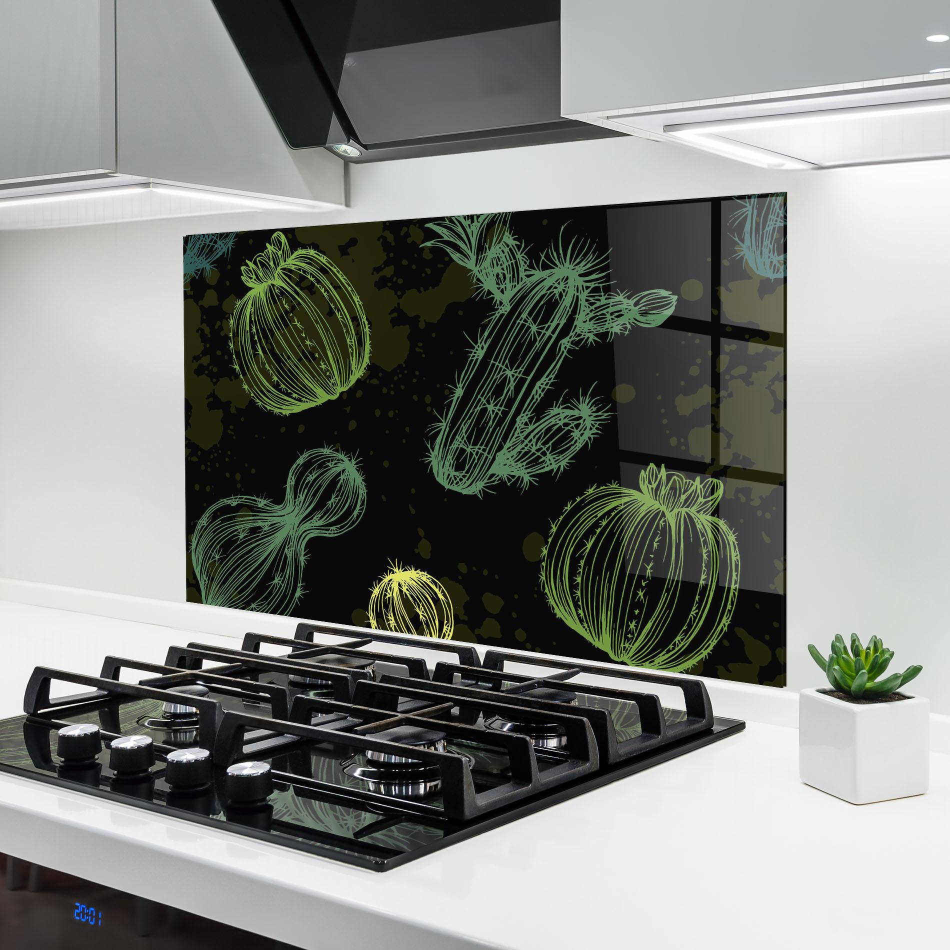 Küchenrückwand Glas Cactus Art mockup 6