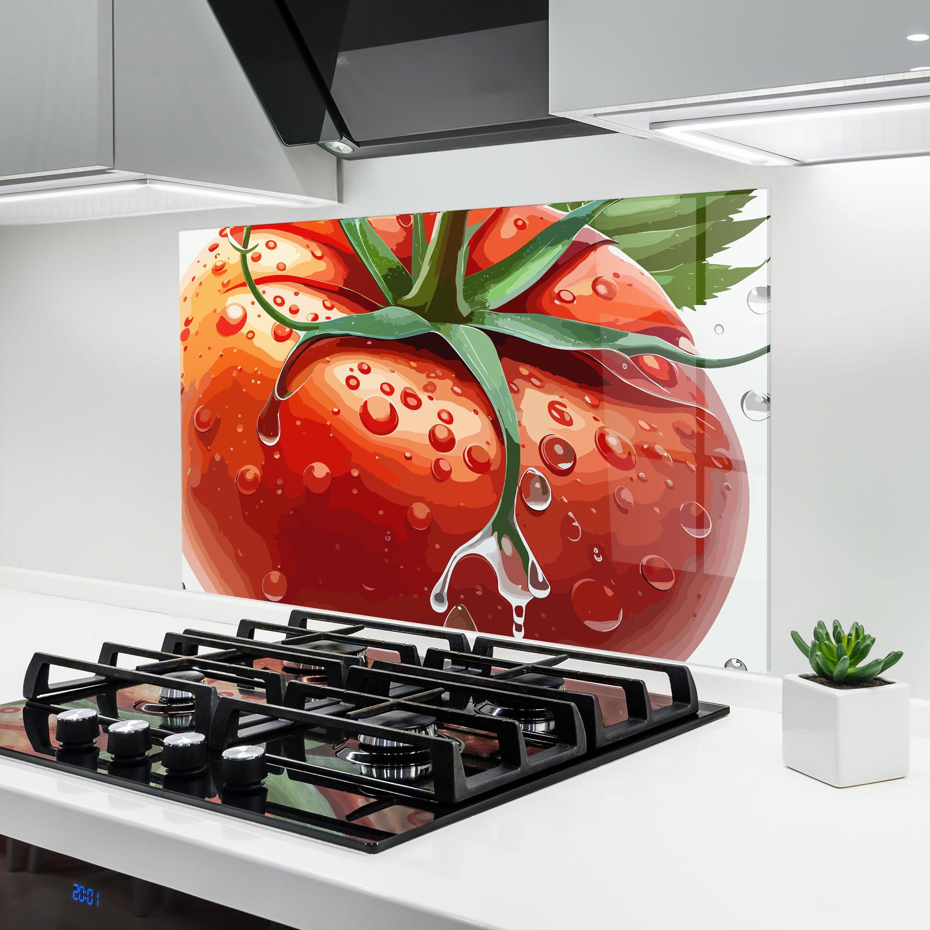 Küchenrückwand Glas Close Tomato mockup 6