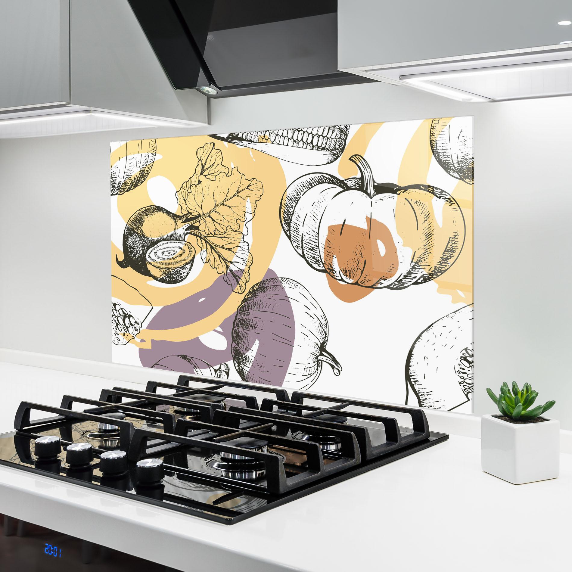 Küchenrückwand Glas Cream Vegetables Art mockup 6