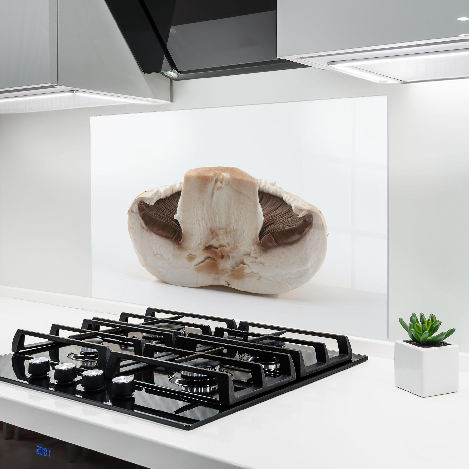 Küchenrückwand Glas Cut Mushroom mockup 6