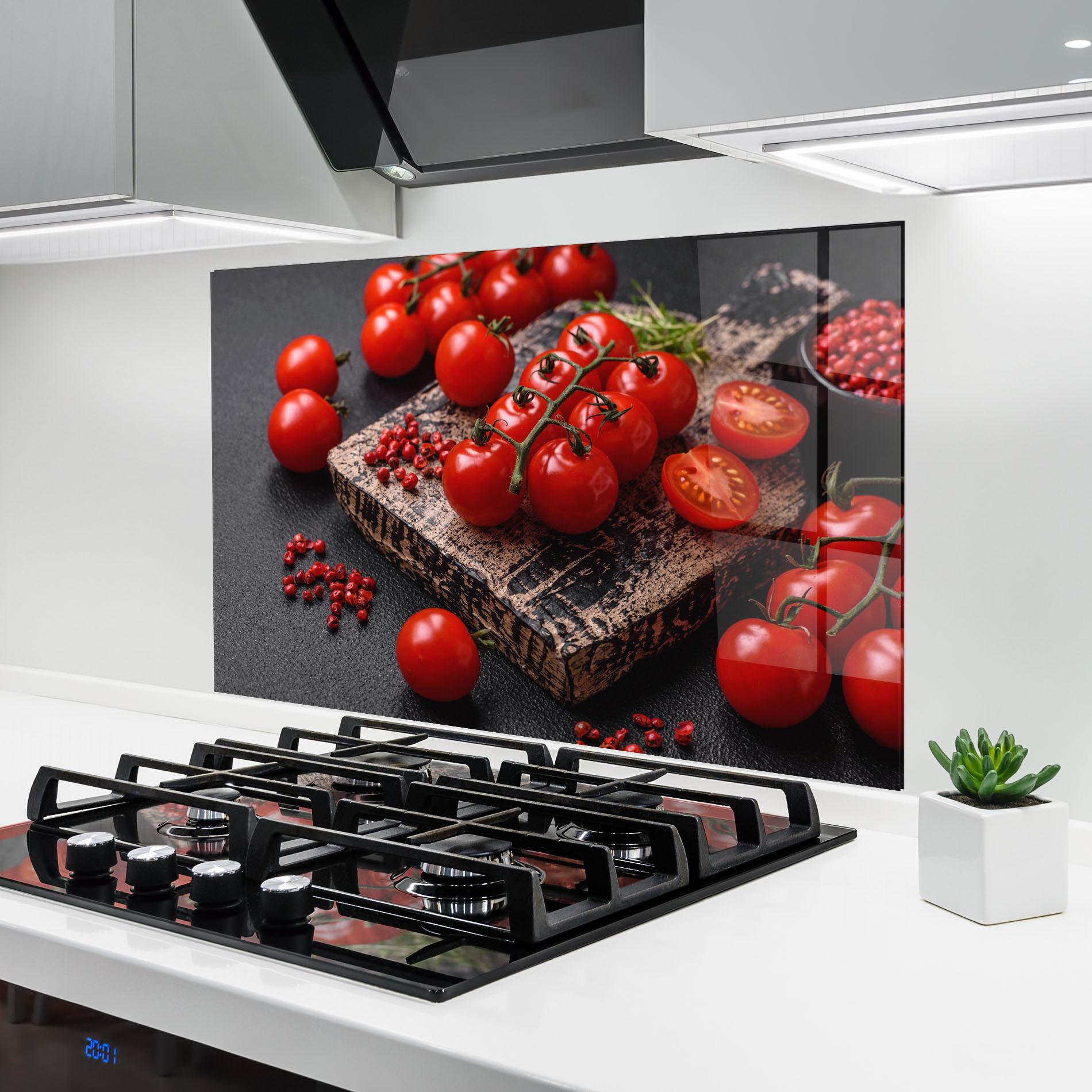 Küchenrückwand Glas Fresh Cherry Tomatoes mockup 6