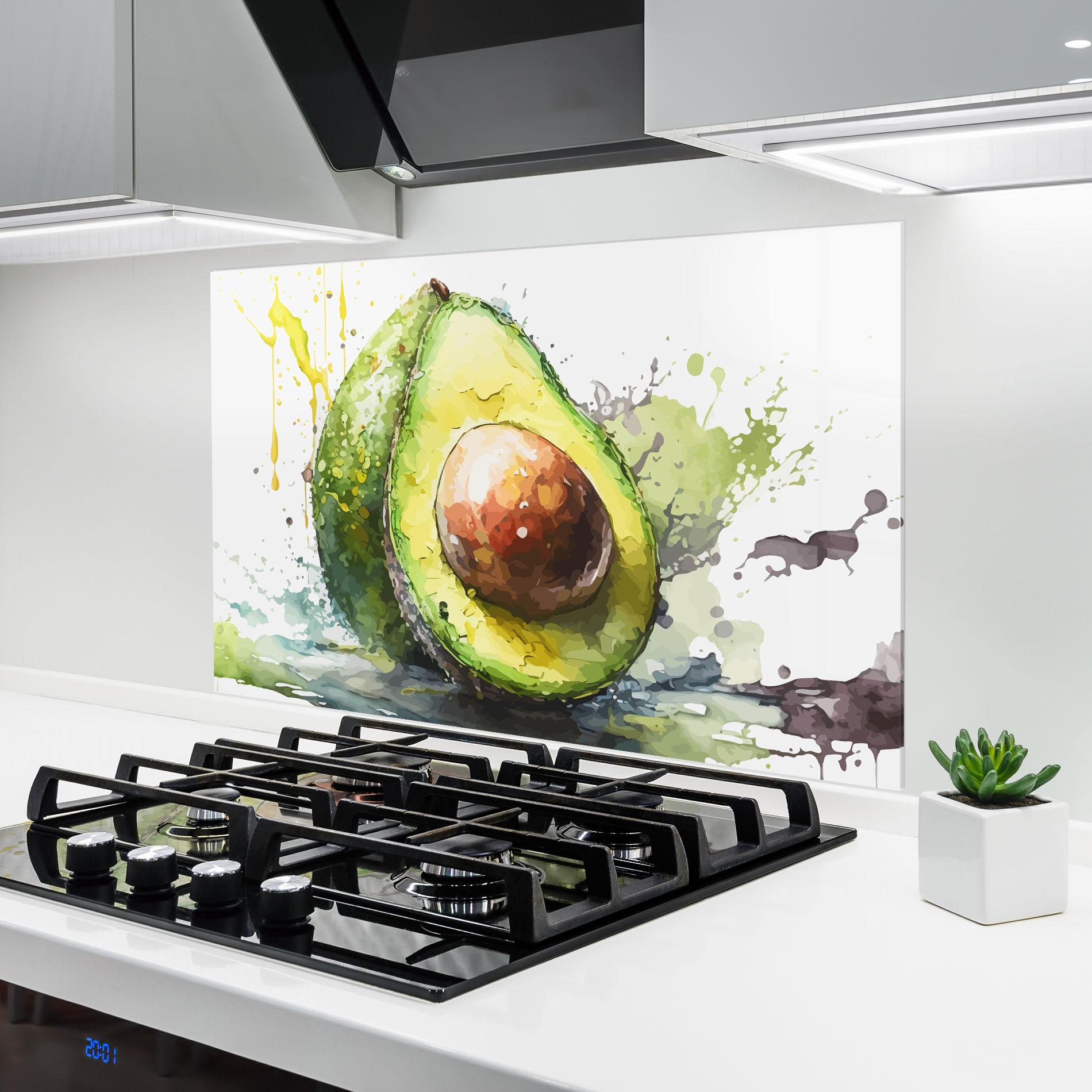 Küchenrückwand Glas Nice Avocado Art mockup 6