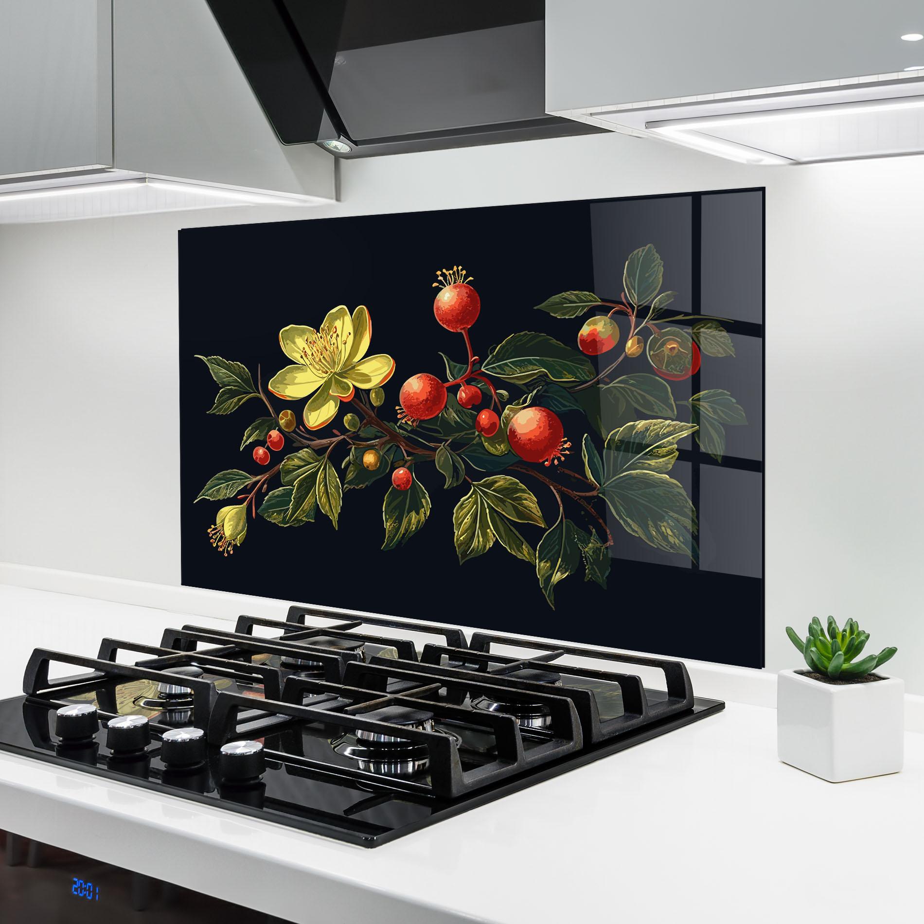 Küchenrückwand Glas Yellow Flower Food mockup 6