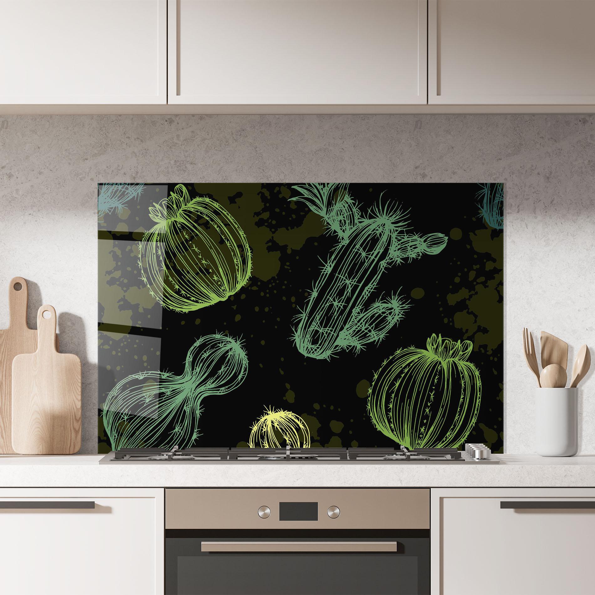 Küchenrückwand Glas Cactus Art mockup 7