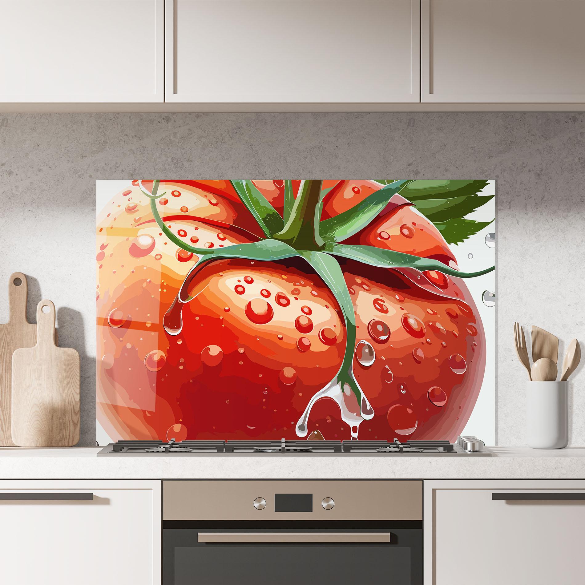 Küchenrückwand Glas Close Tomato mockup 7