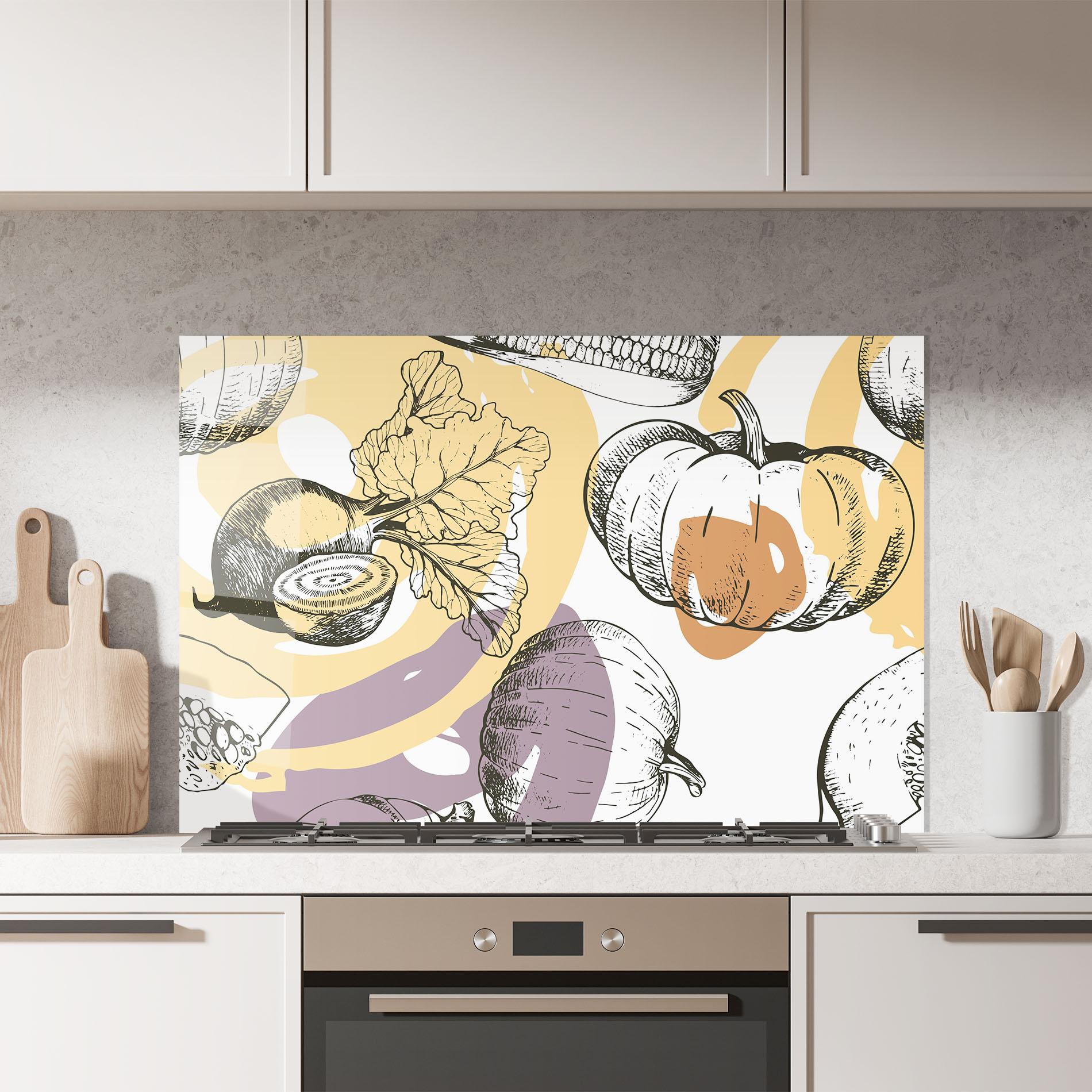 Küchenrückwand Glas Cream Vegetables Art mockup 7