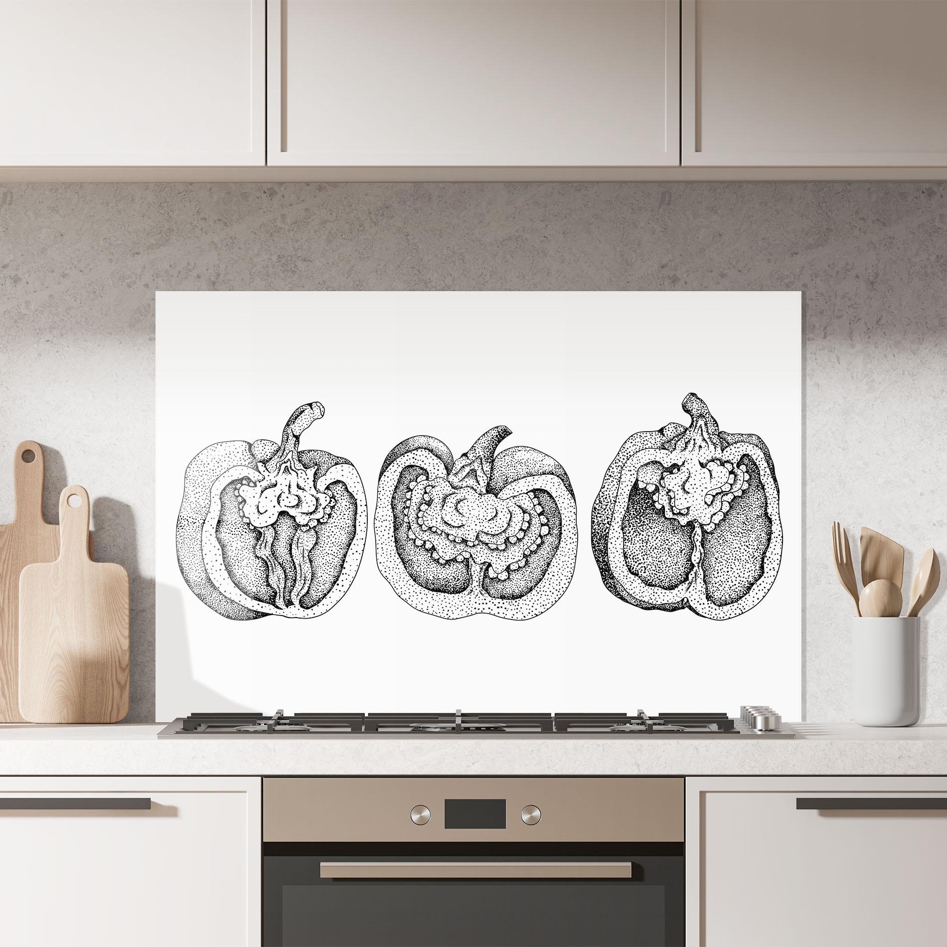 Küchenrückwand Glas Pepper Black Art mockup 7