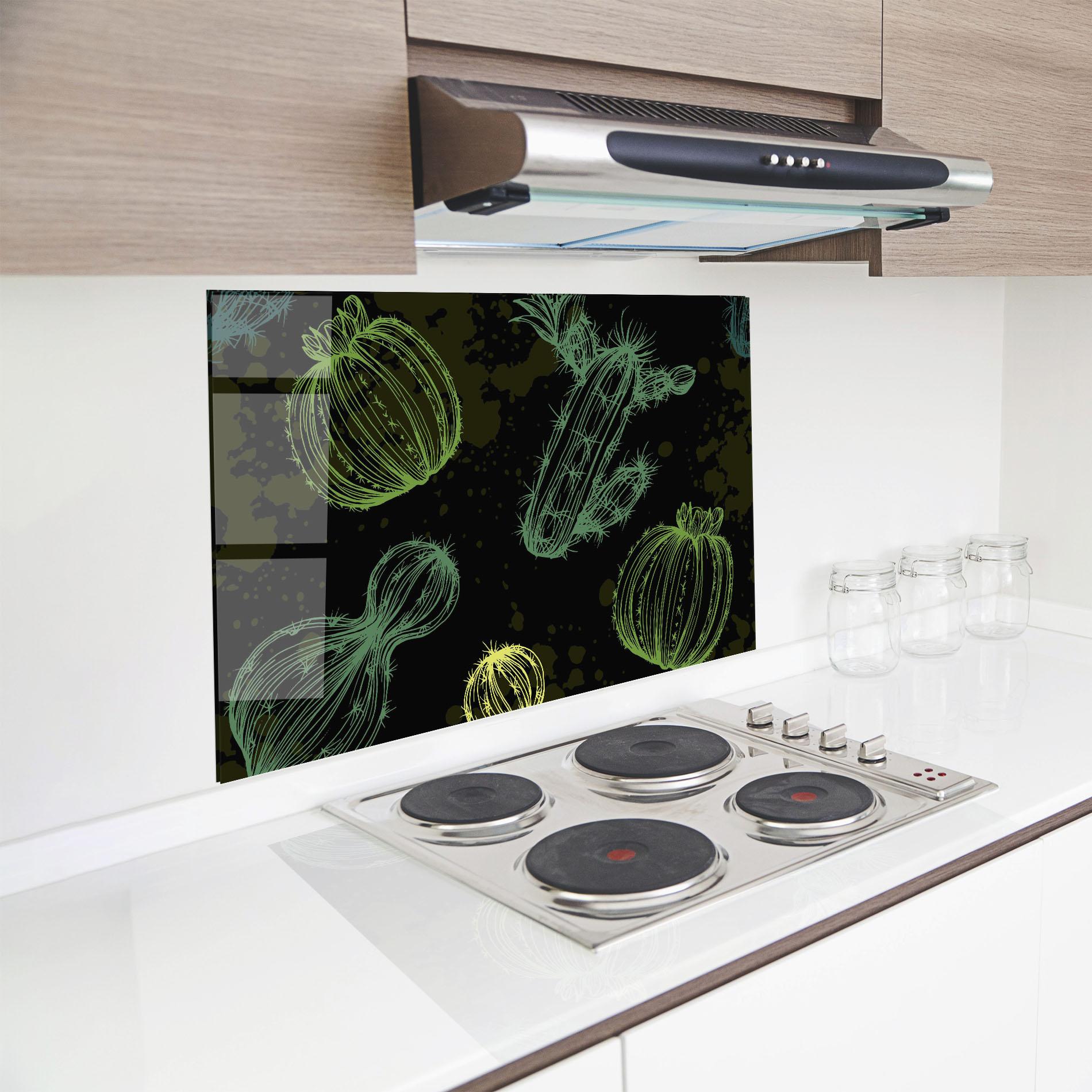 Küchenrückwand Glas Cactus Art mockup 8