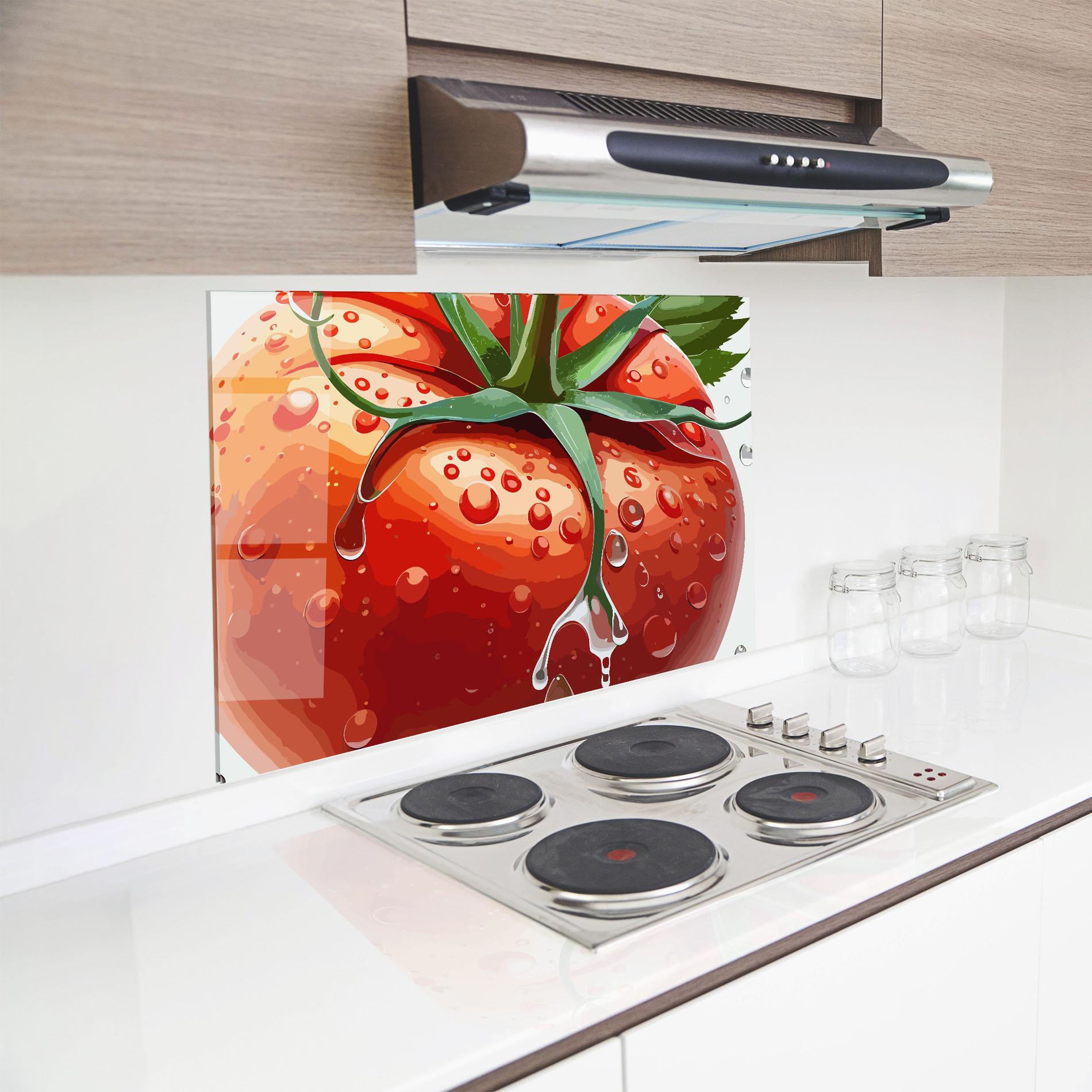 Küchenrückwand Glas Close Tomato mockup 8