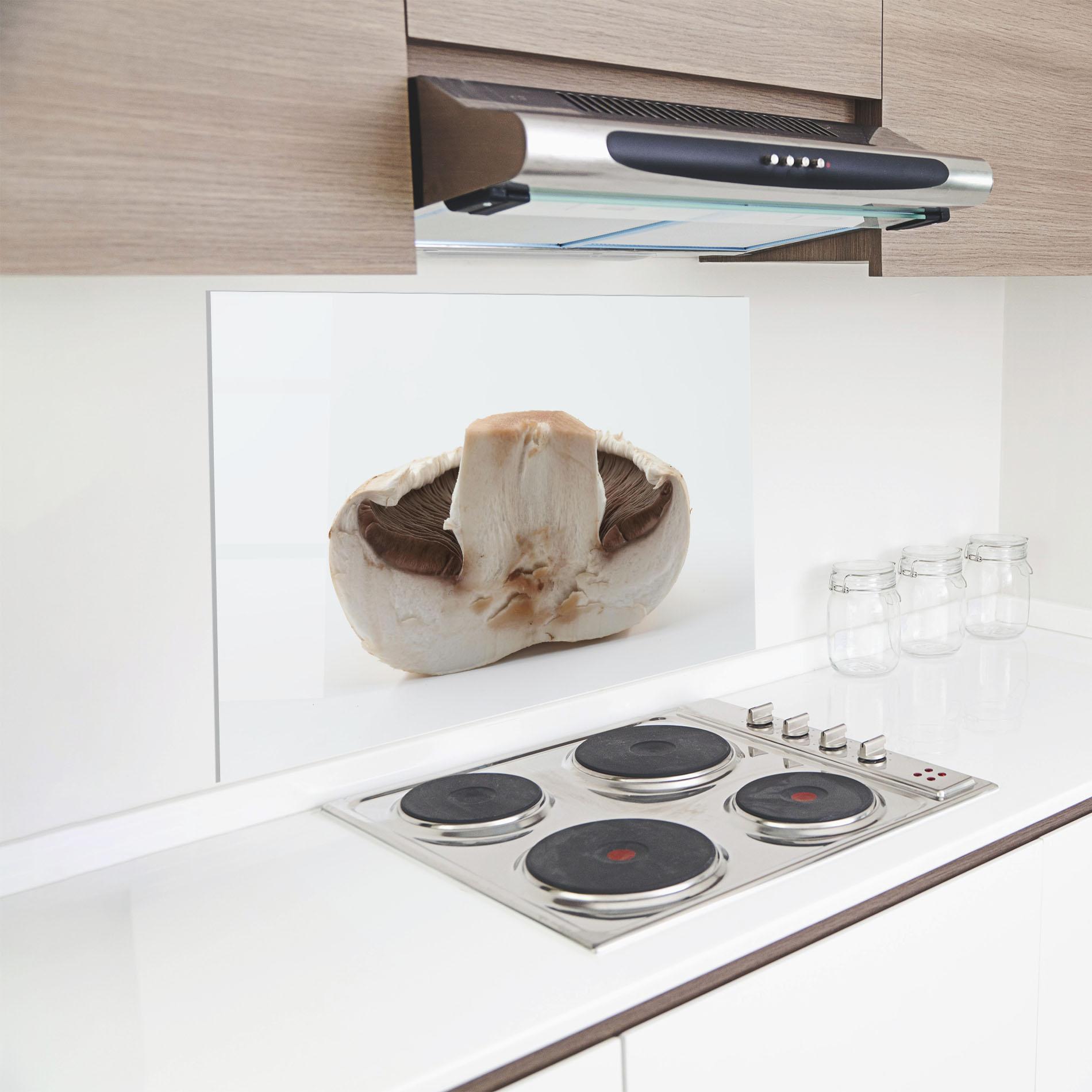 Küchenrückwand Glas Cut Mushroom mockup 8