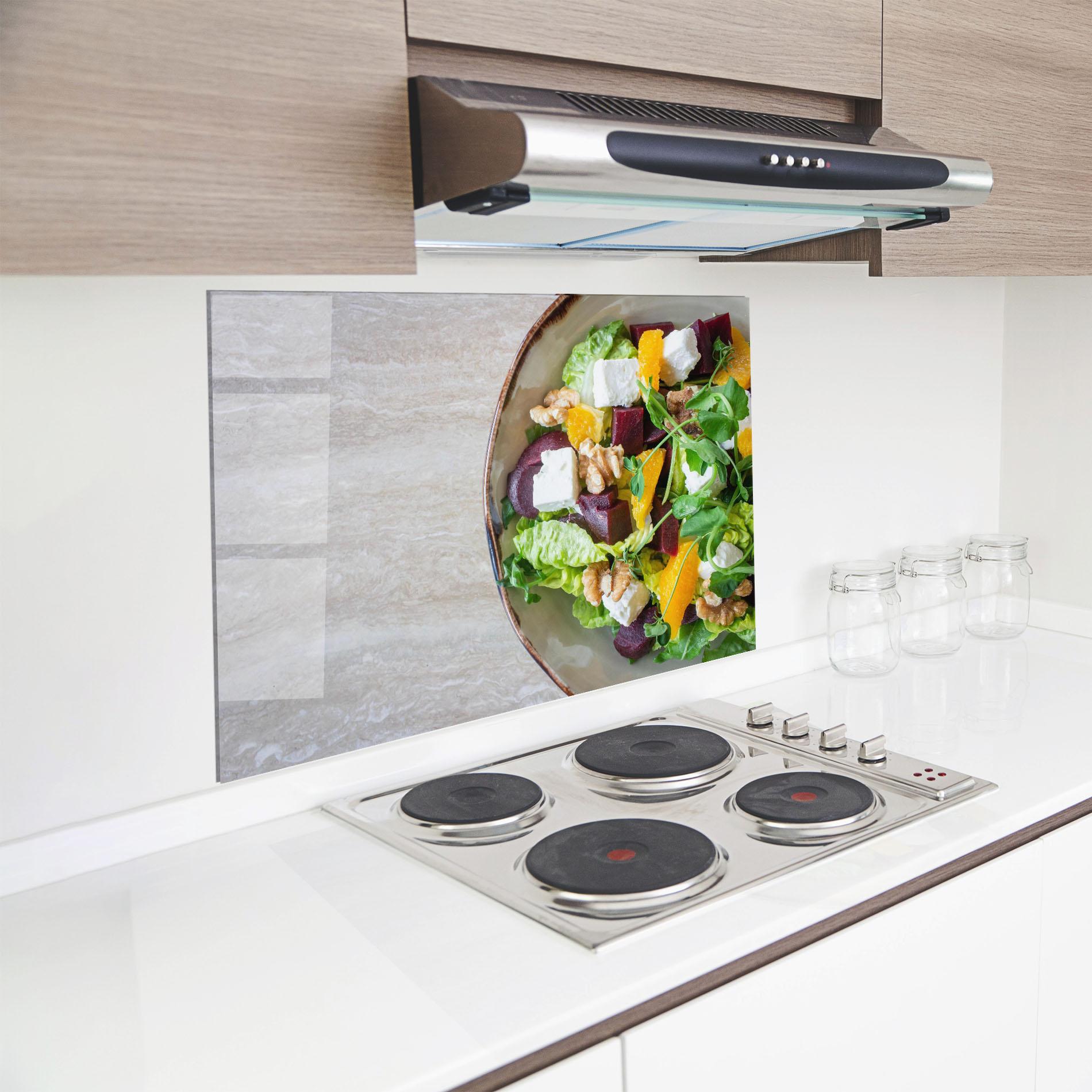 Küchenrückwand Glas Delicious Salad mockup 8