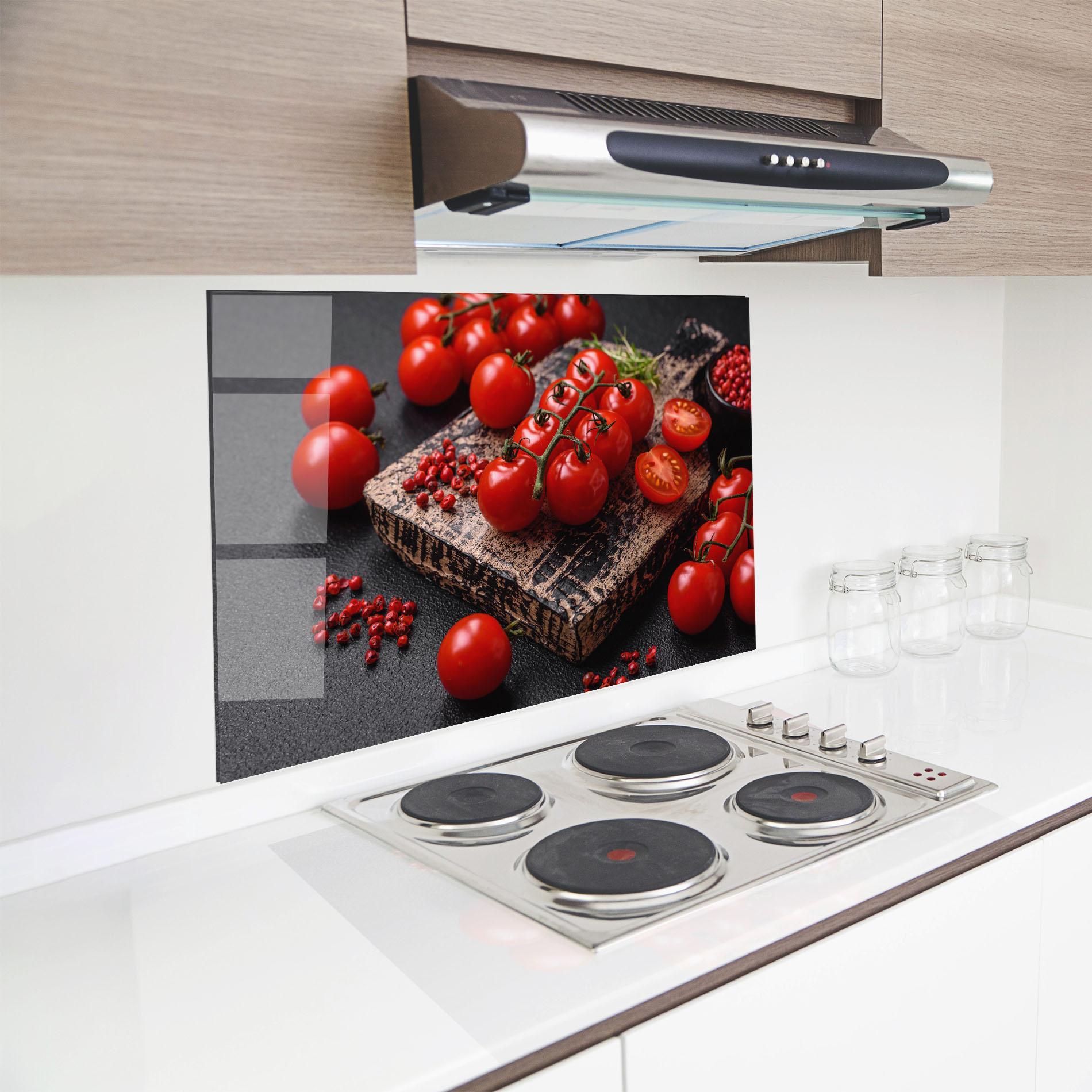 Küchenrückwand Glas Fresh Cherry Tomatoes mockup 8