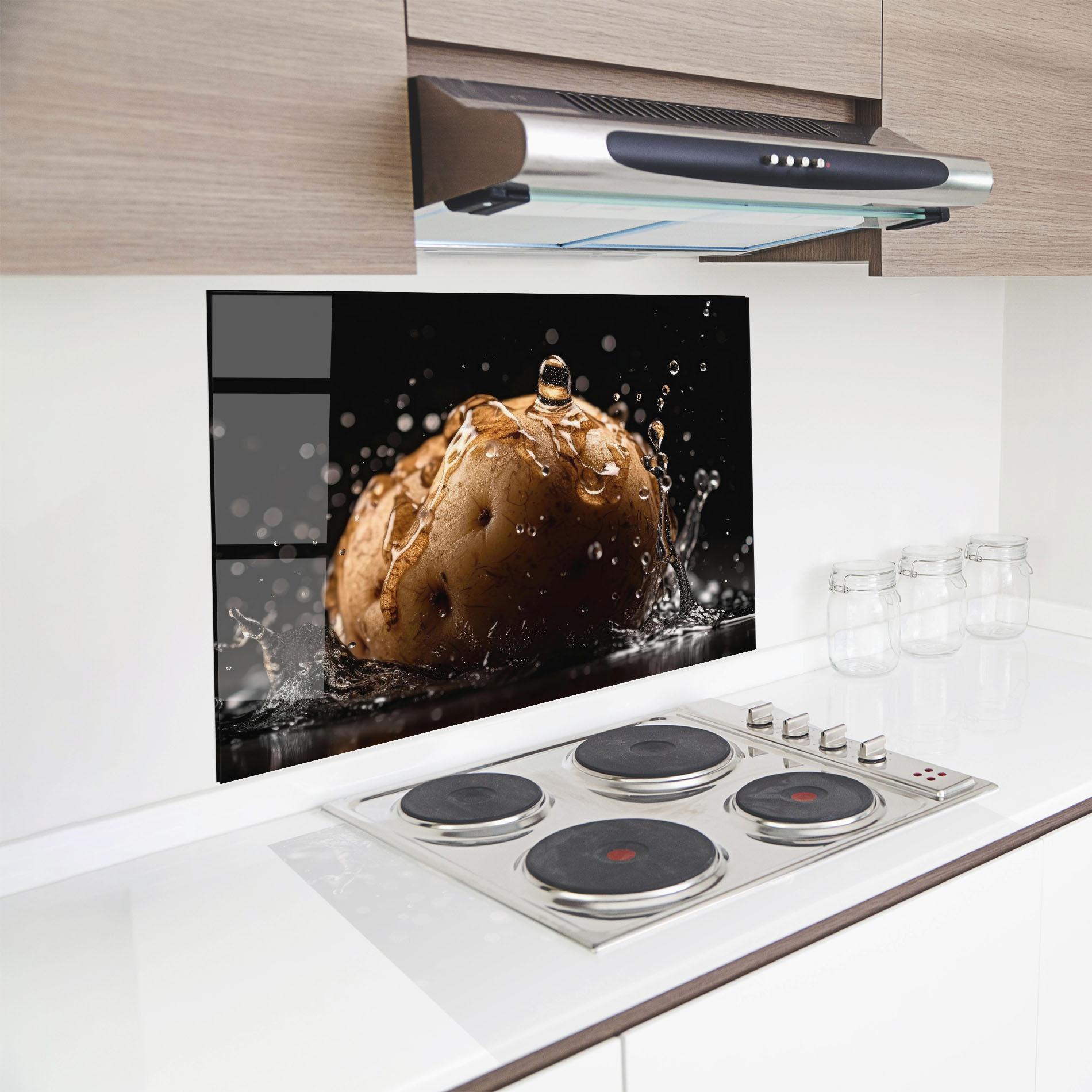Küchenrückwand Glas Potato Splash mockup 8