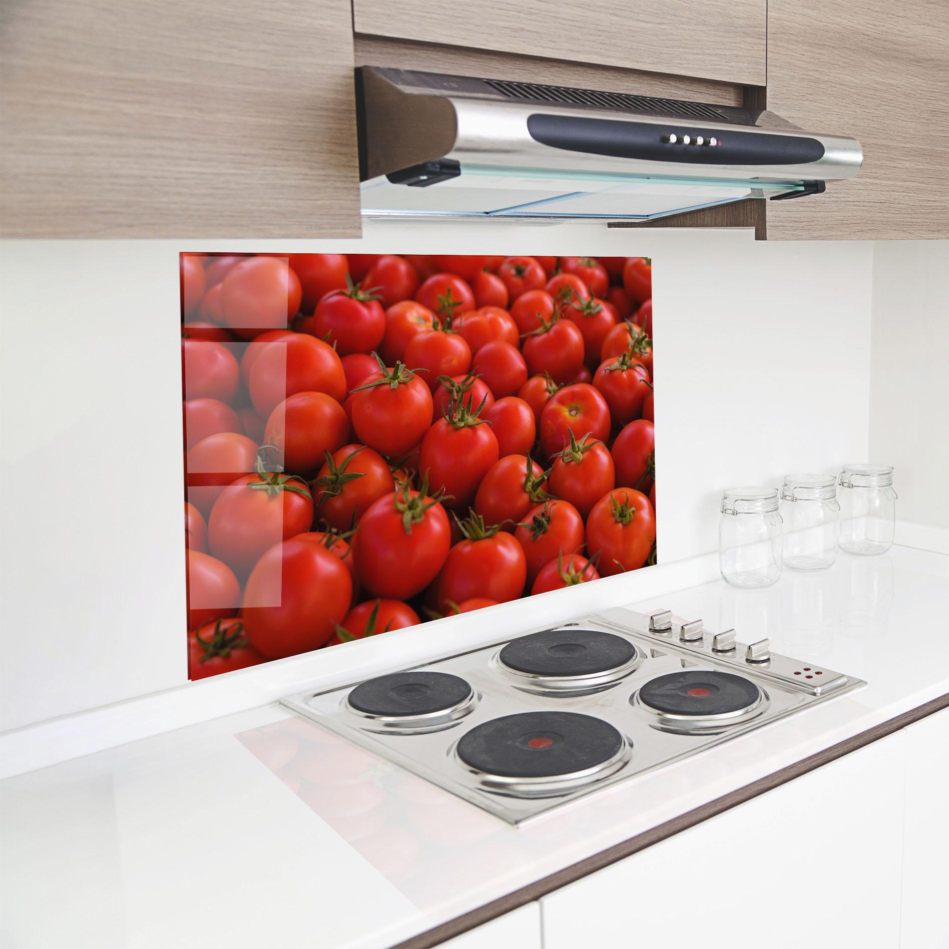 Küchenrückwand Glas Red Tomatoes Mix mockup 8