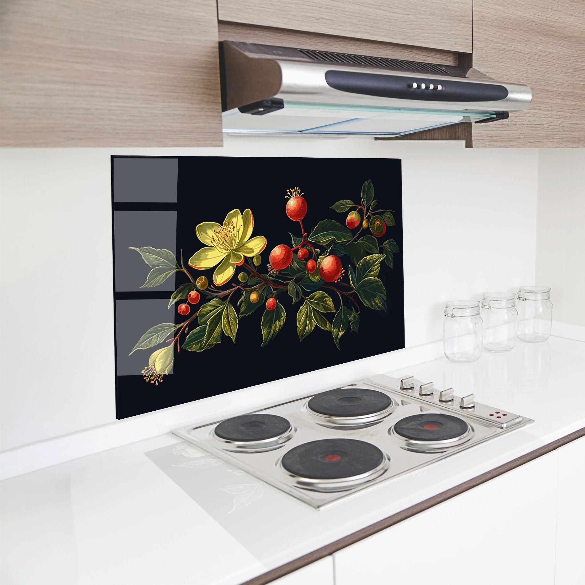 Küchenrückwand Glas Yellow Flower Food mockup 8