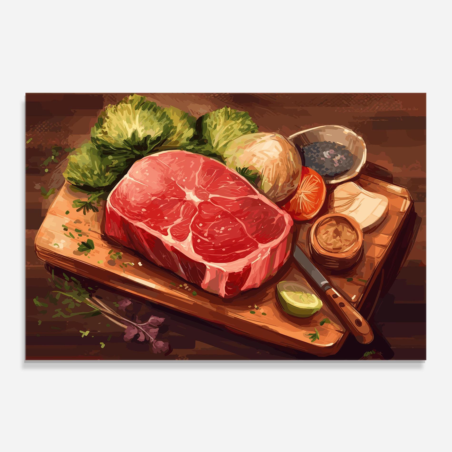 Küchenrückwand Glas Meat Preparing mockup 0