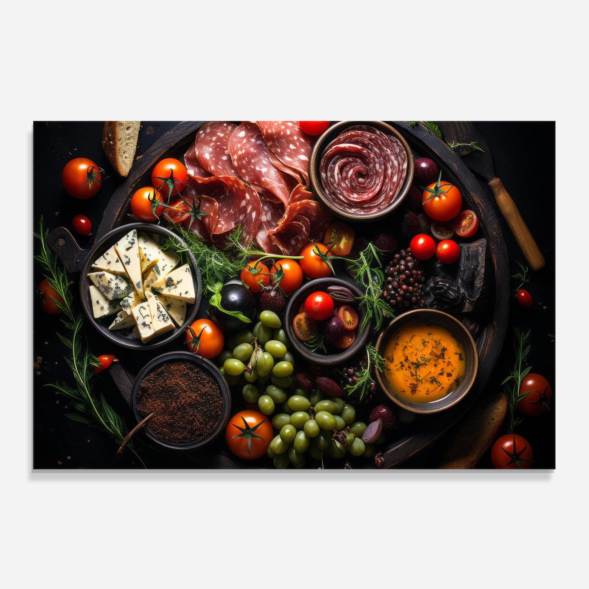 Küchenrückwand Glas Meats Assortment mockup 0