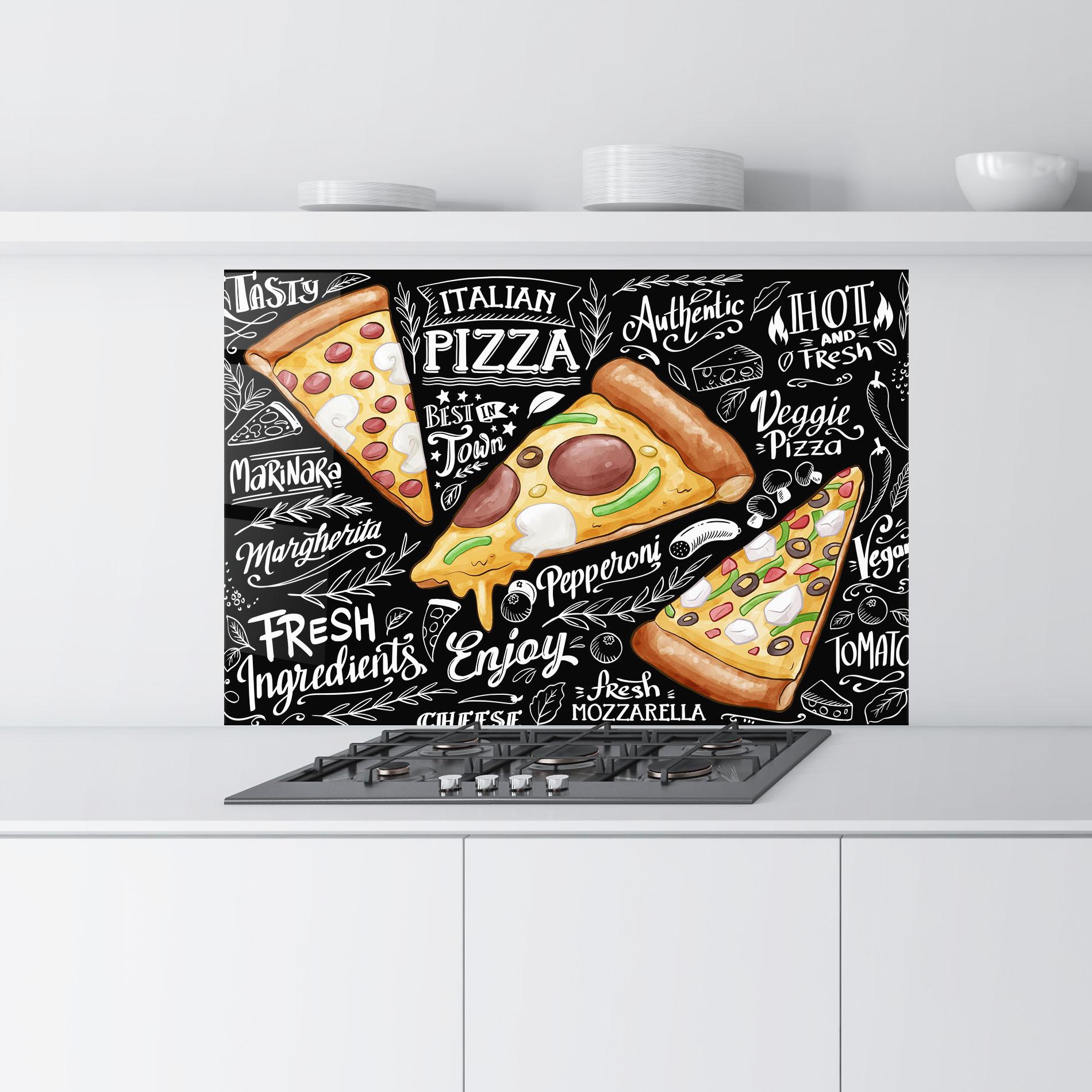 Küchenrückwand Glas Enjoy Pizza mockup 9