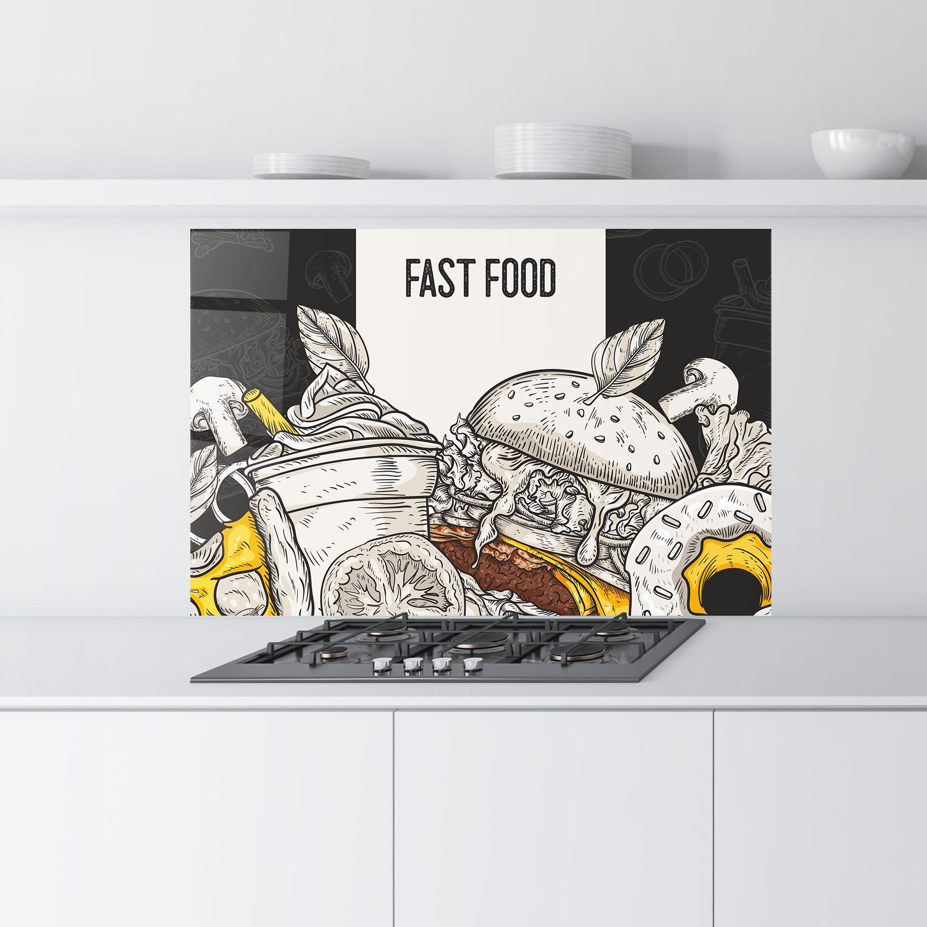 Küchenrückwand Glas Fast Food mockup 9