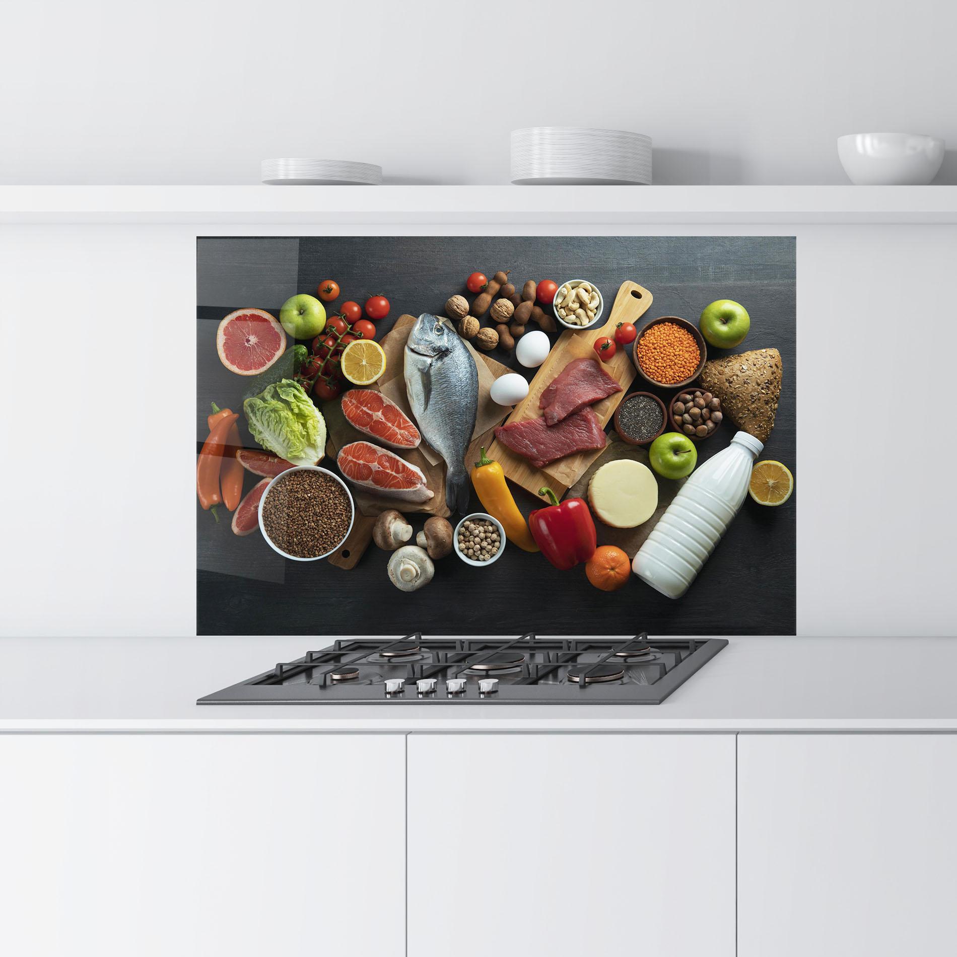 Küchenrückwand Glas Food Ingredients mockup 9
