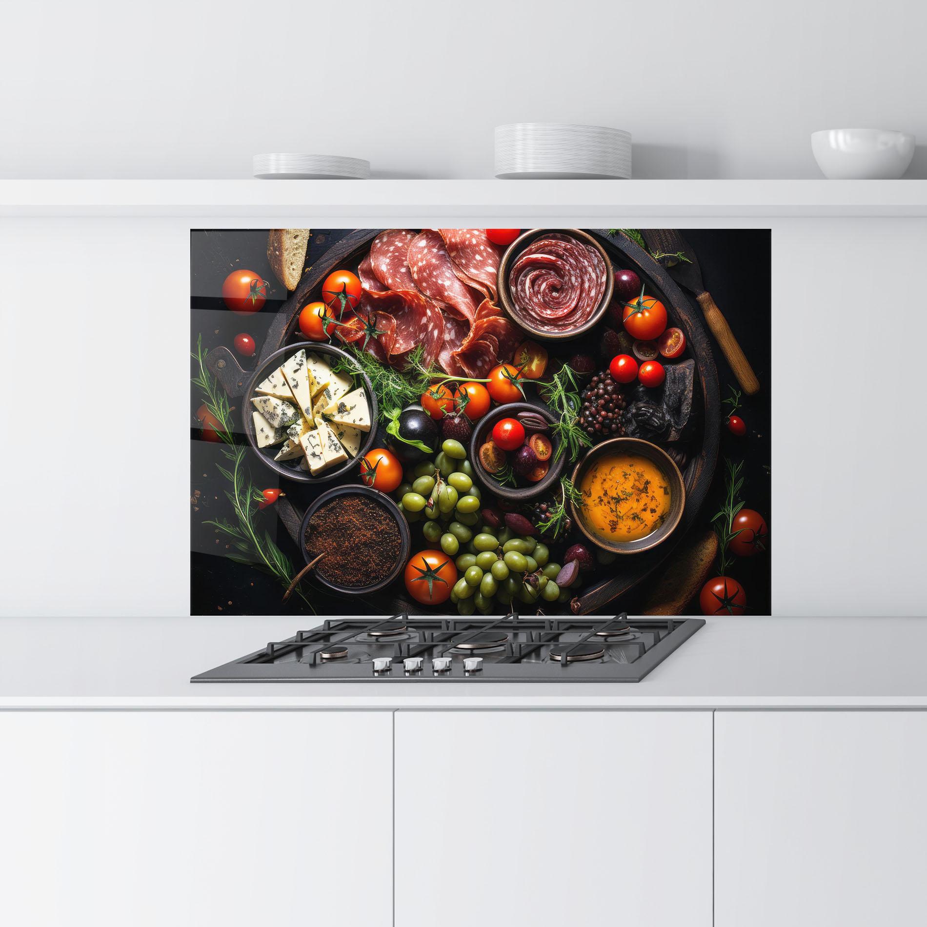 Küchenrückwand Glas Meats Assortment mockup 9