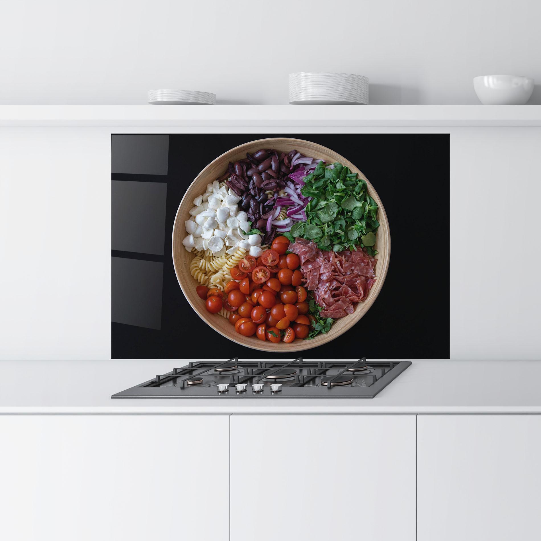 Küchenrückwand Glas Mozzarella Salad mockup 9