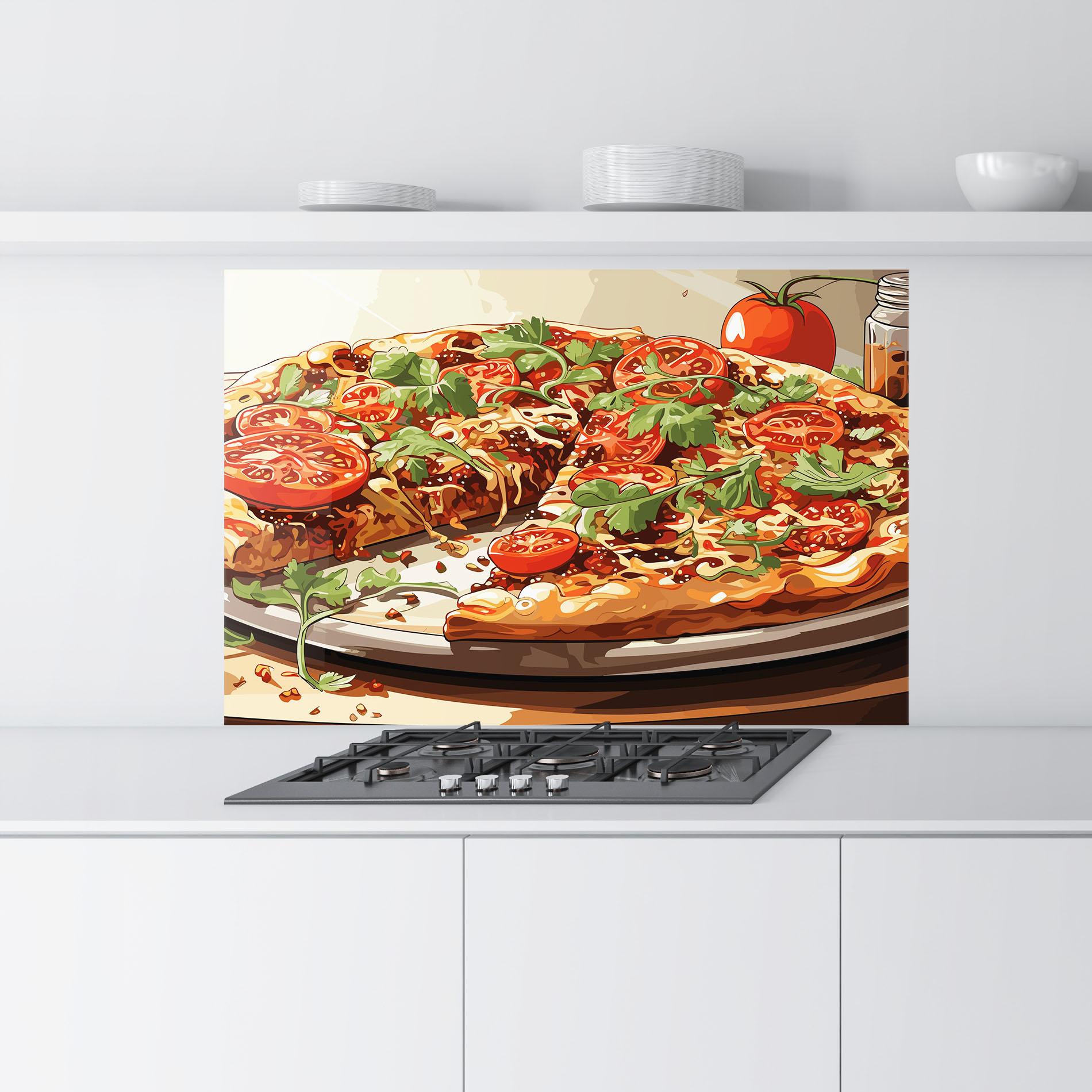 Küchenrückwand Glas Pizza View mockup 9