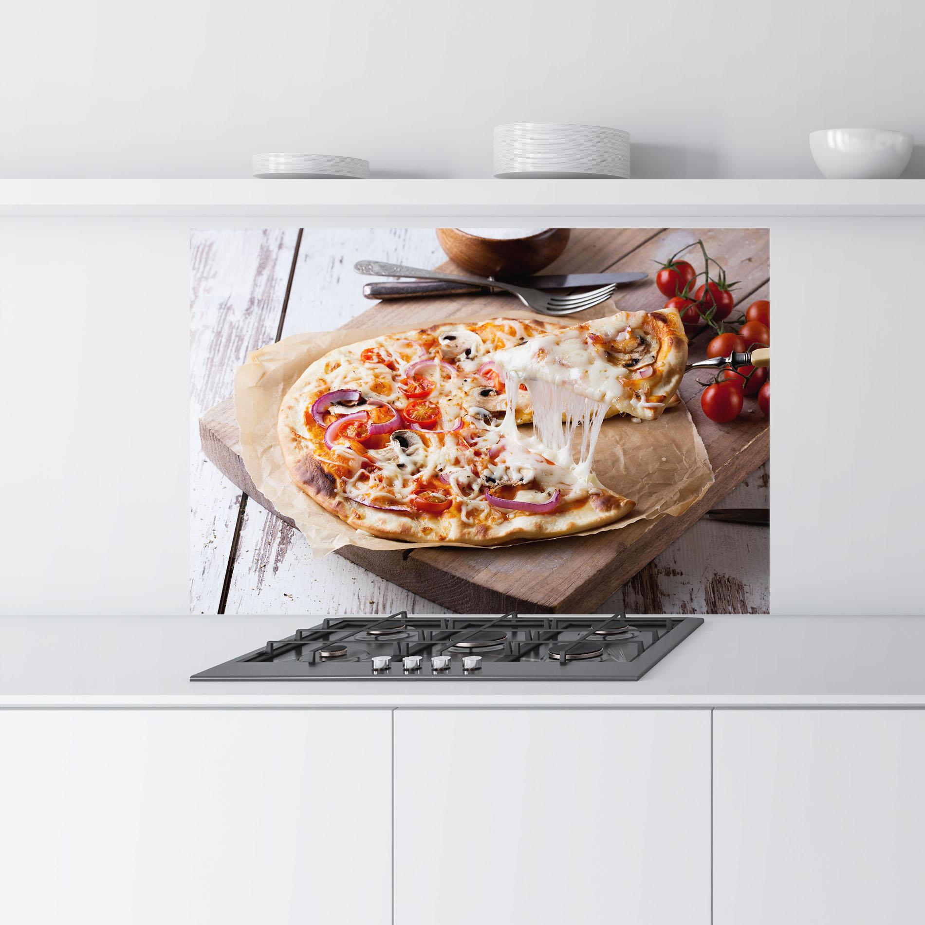 Küchenrückwand Glas Pizza mockup 9