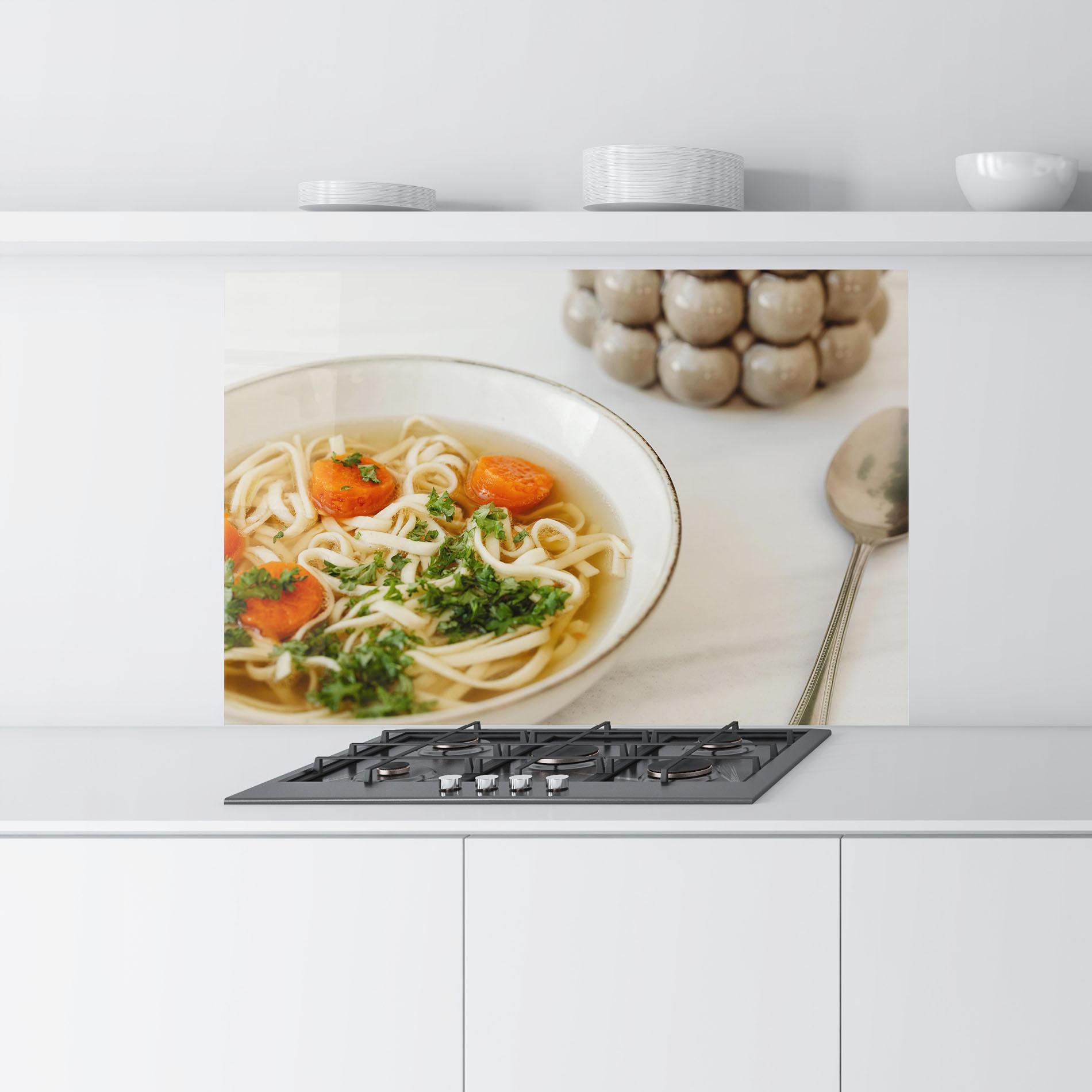 Küchenrückwand Glas Soup mockup 9