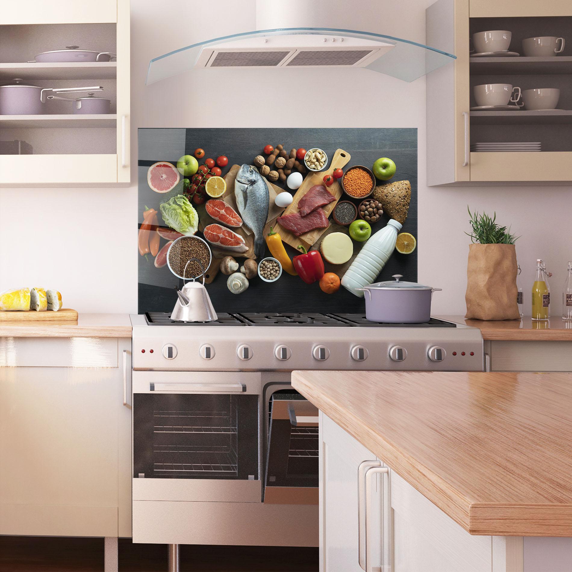 Küchenrückwand Glas Food Ingredients mockup 1