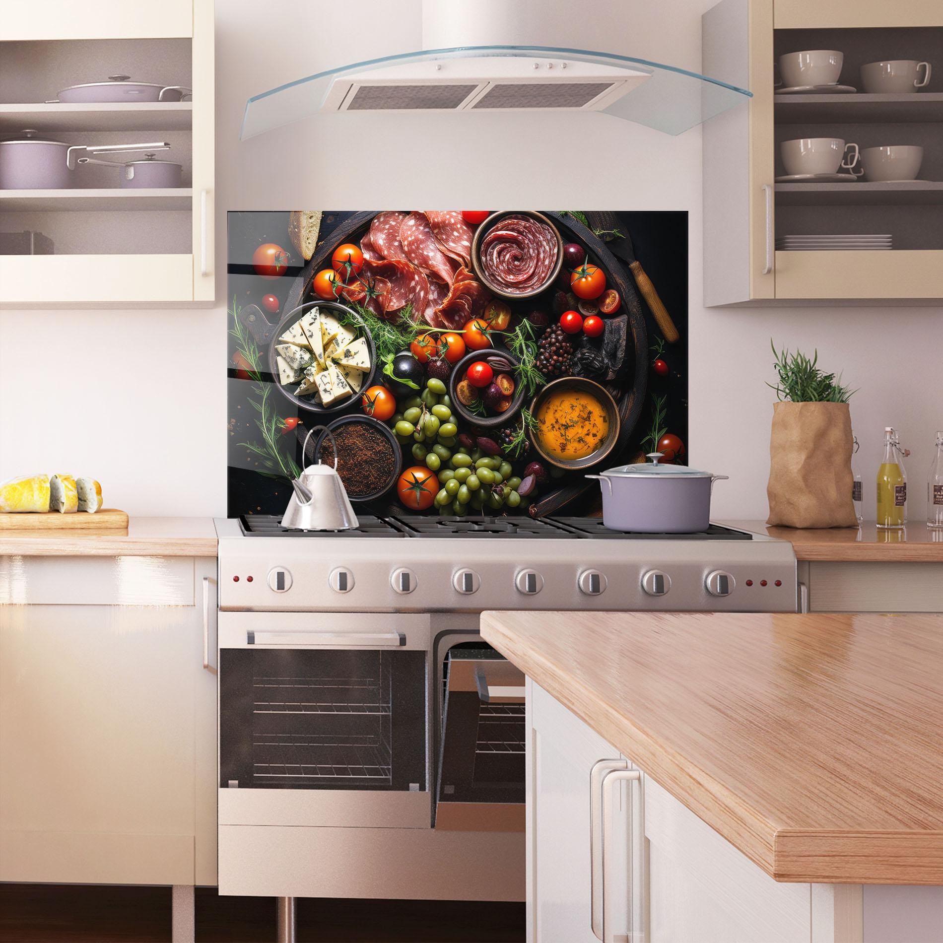 Küchenrückwand Glas Meats Assortment mockup 1