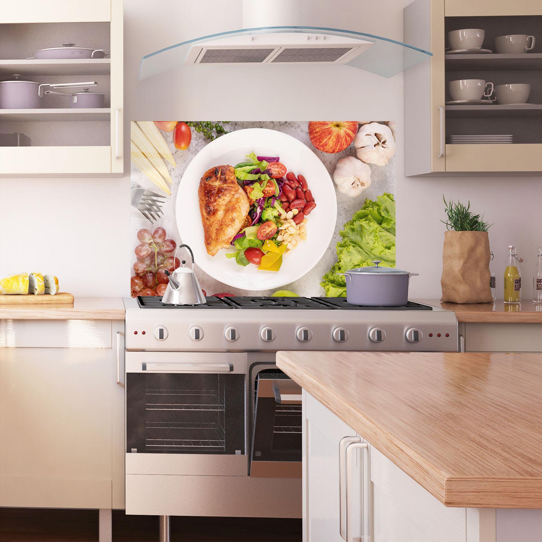 Küchenrückwand Glas Salad With Chicken mockup 1