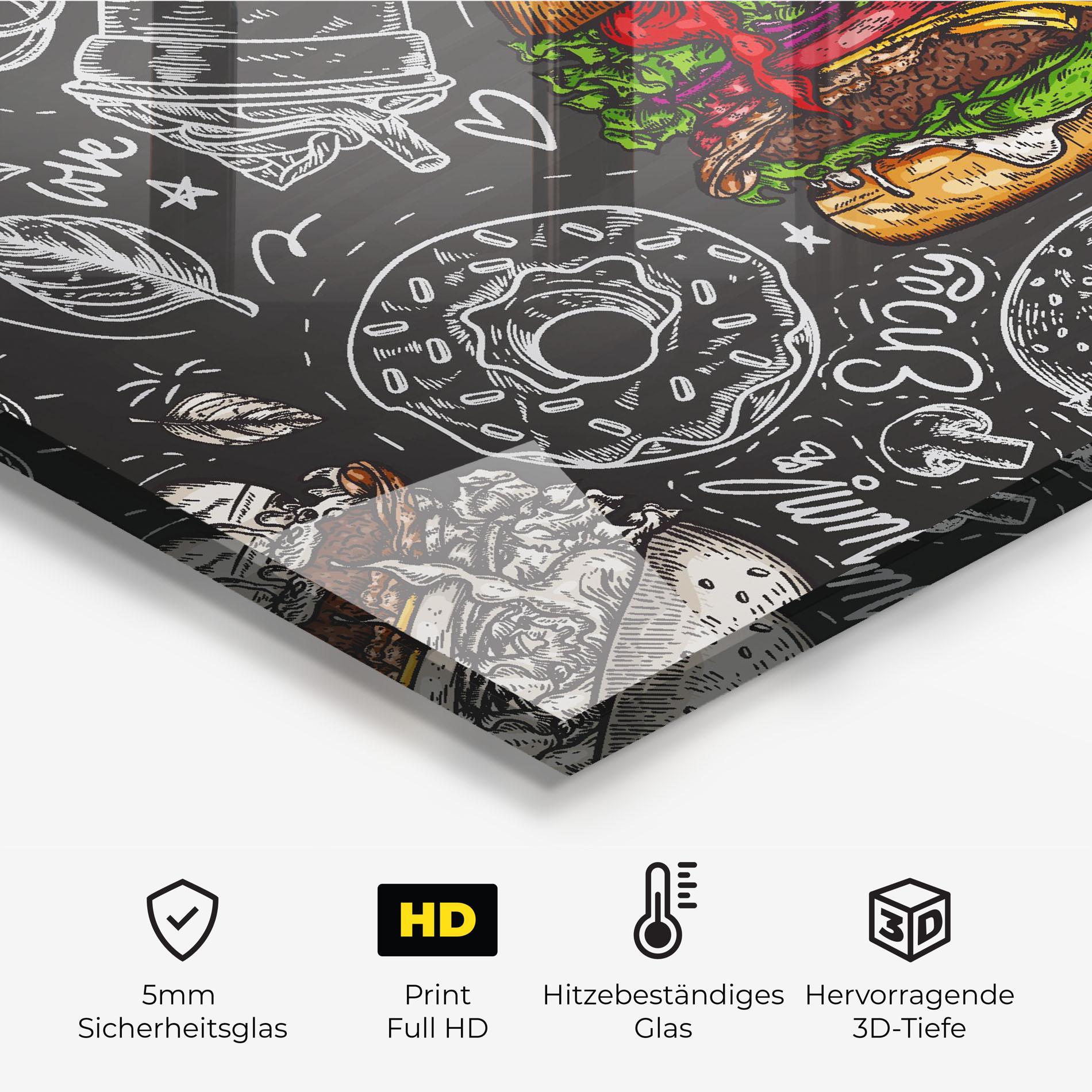 Küchenrückwand Glas Color Mix Burger mockup 2