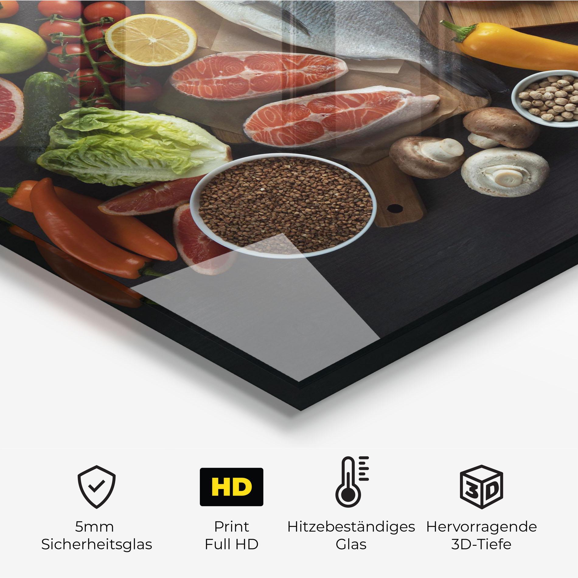 Küchenrückwand Glas Food Ingredients mockup 2
