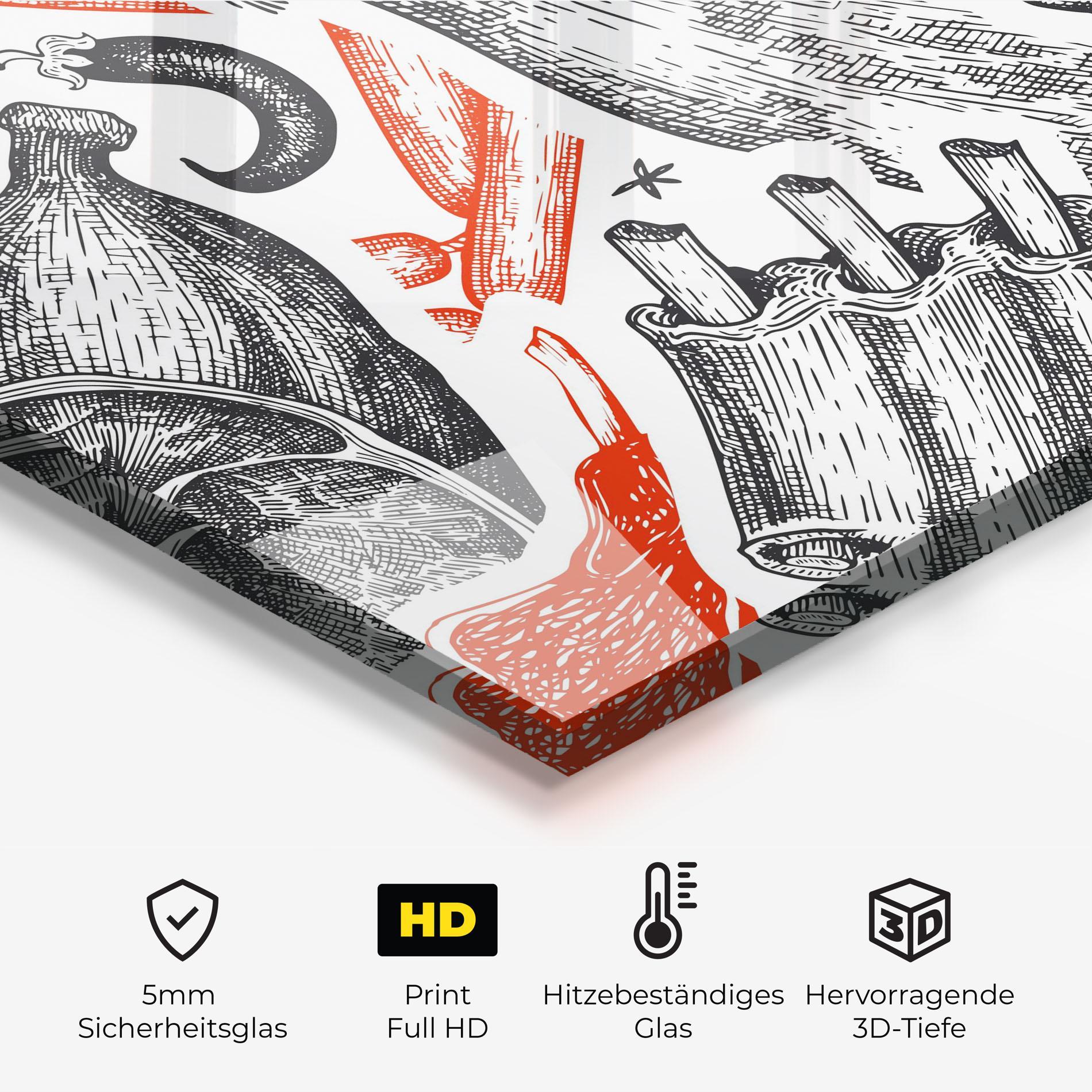 Küchenrückwand Glas Orange Grey Meat mockup 2